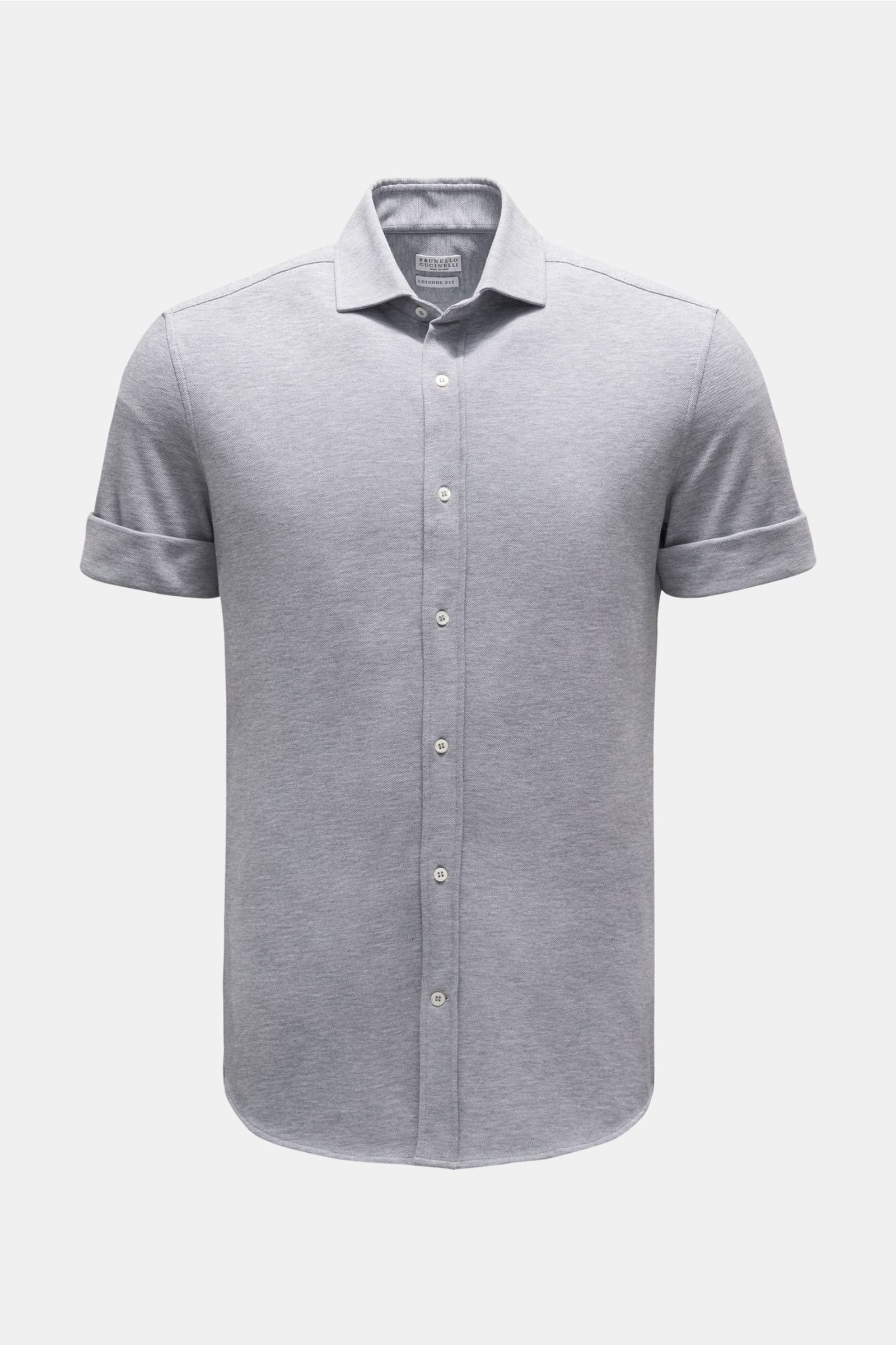 Jersey short sleeve shirt 'Leisure Fit' narrow collar grey