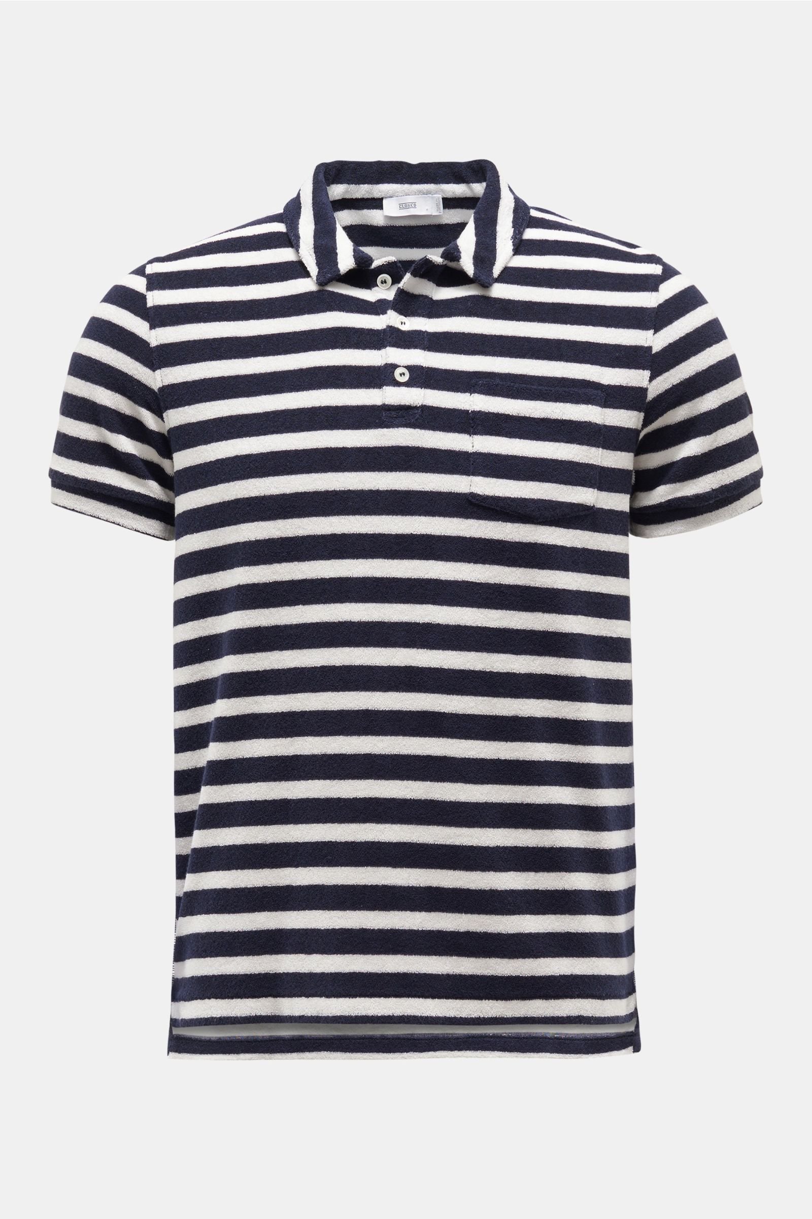 Terry polo shirt navy/white striped