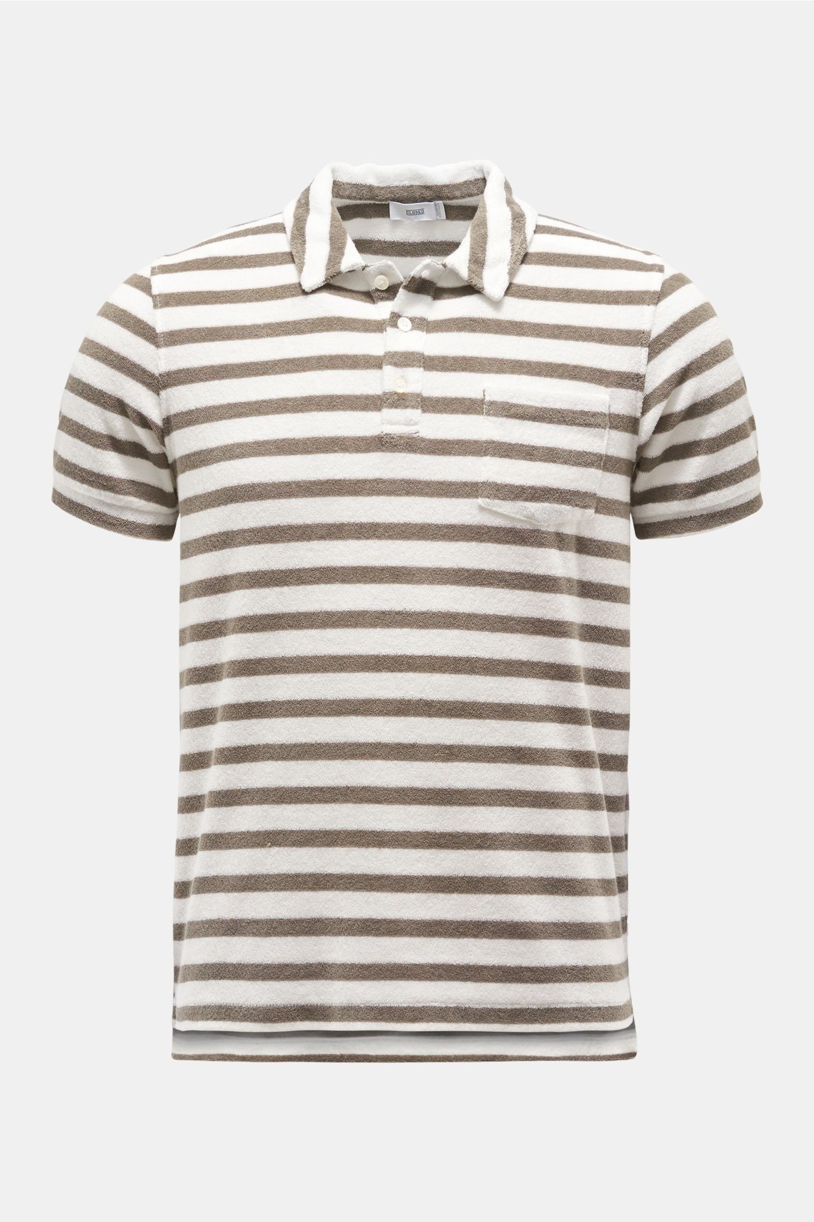 Terry polo shirt olive/white striped