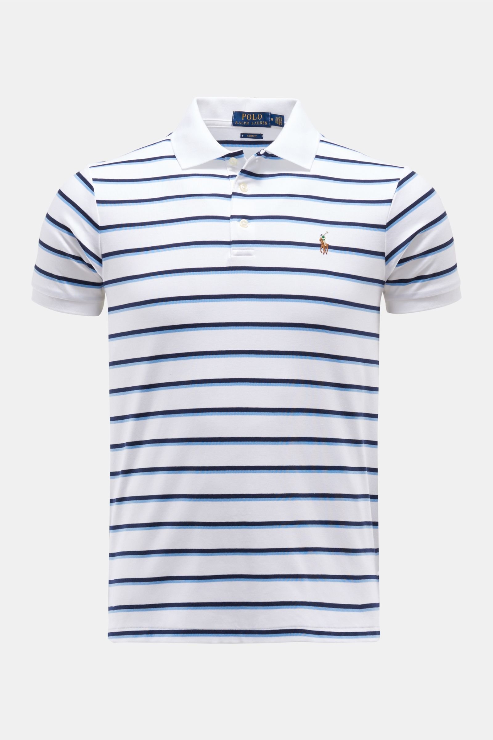 Jersey polo shirt white/navy striped