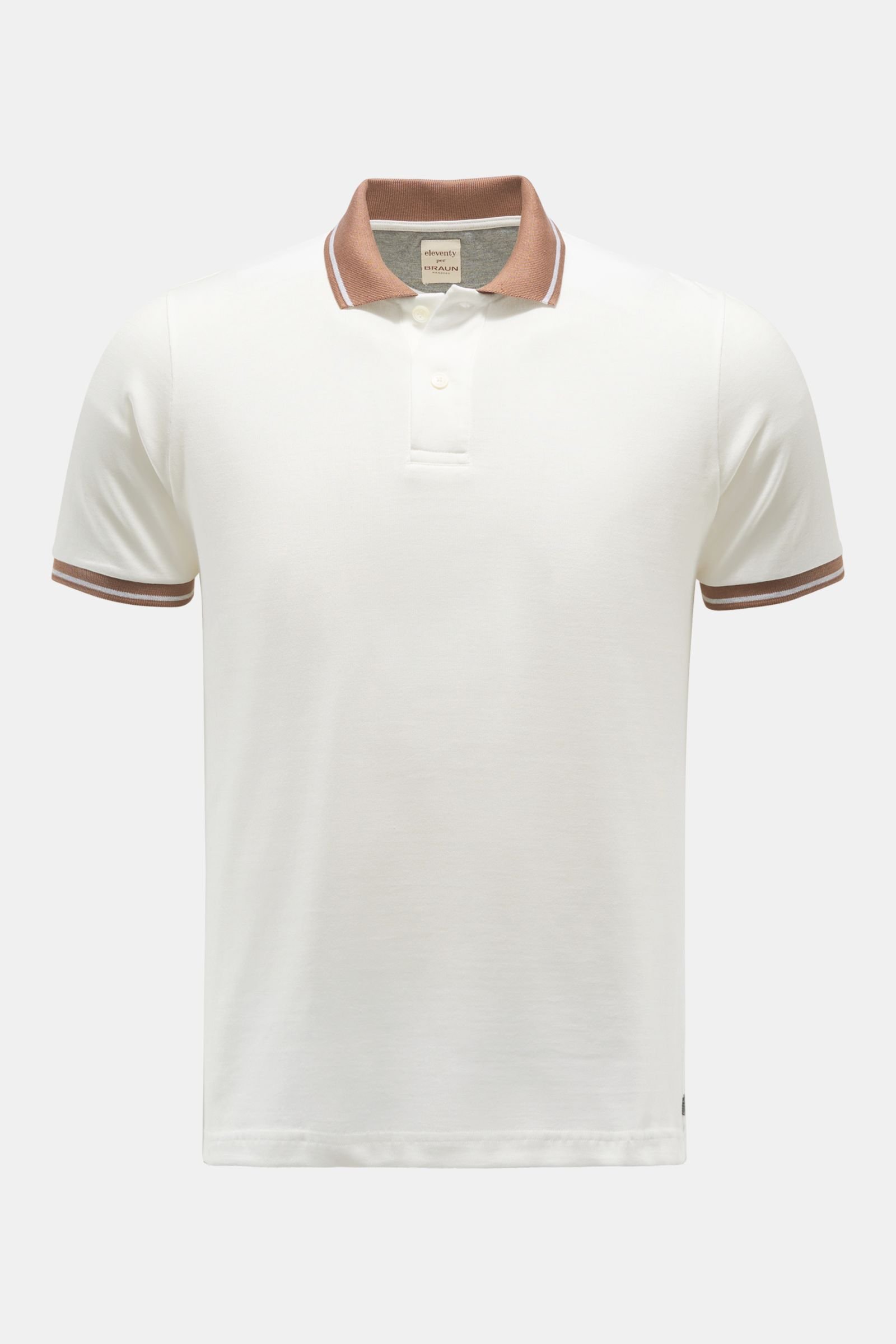 Jersey-Poloshirt weiß/braun