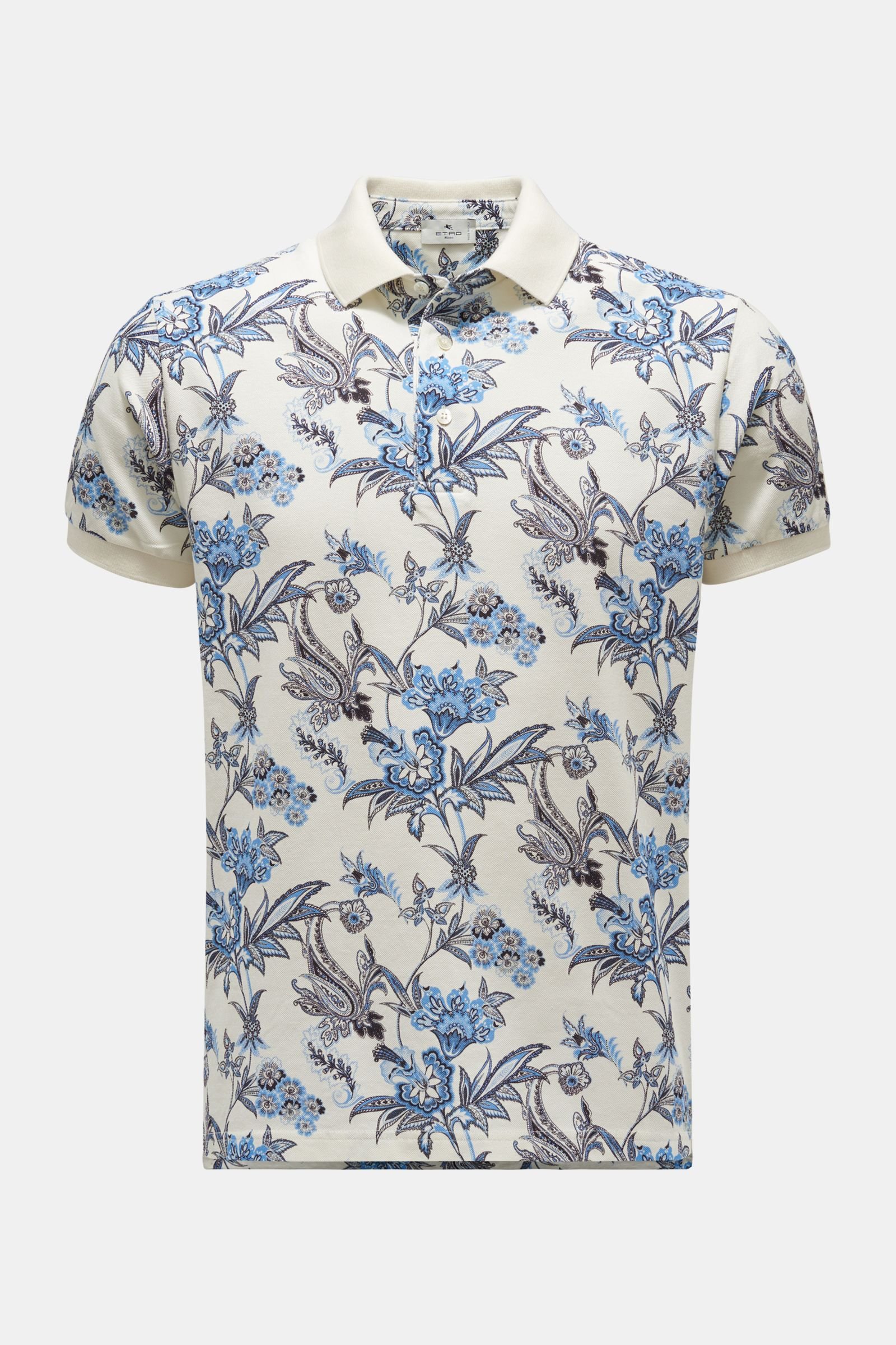 Polo shirt white/light blue patterned