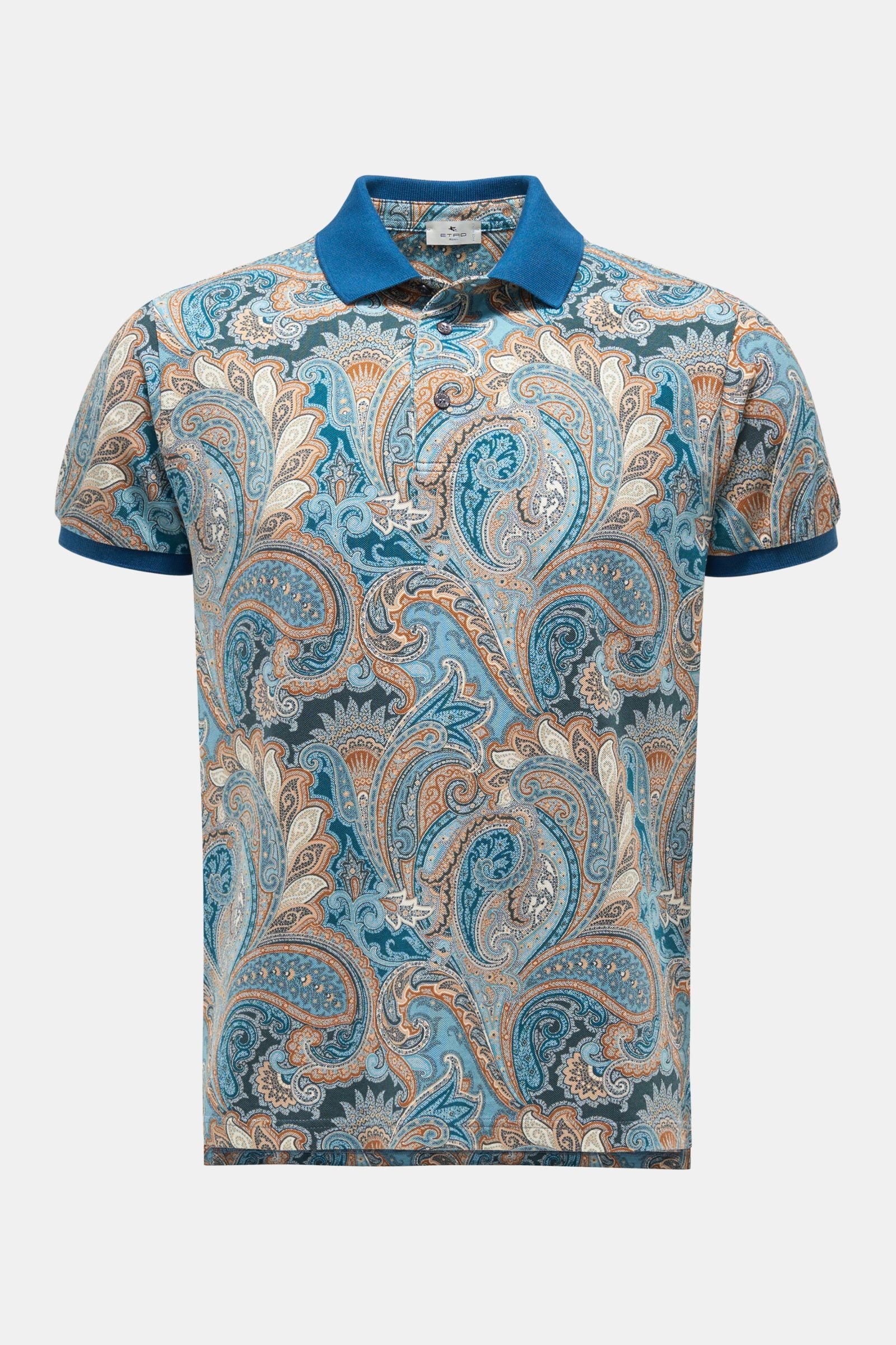 Polo shirt smoky blue/brown patterned
