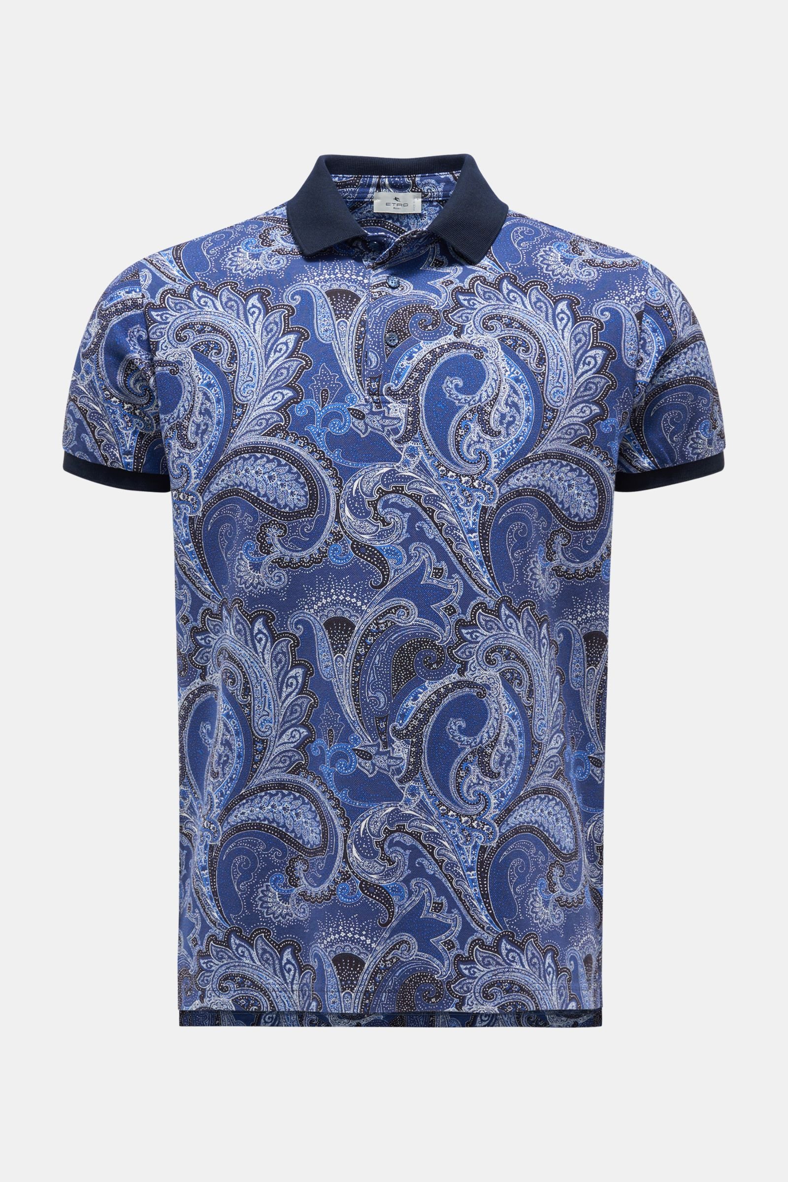 Polo shirt grey-blue/navy patterned