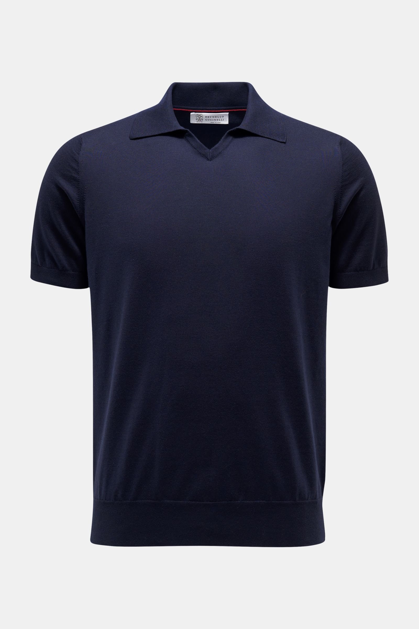 Short sleeve knit polo shirt navy