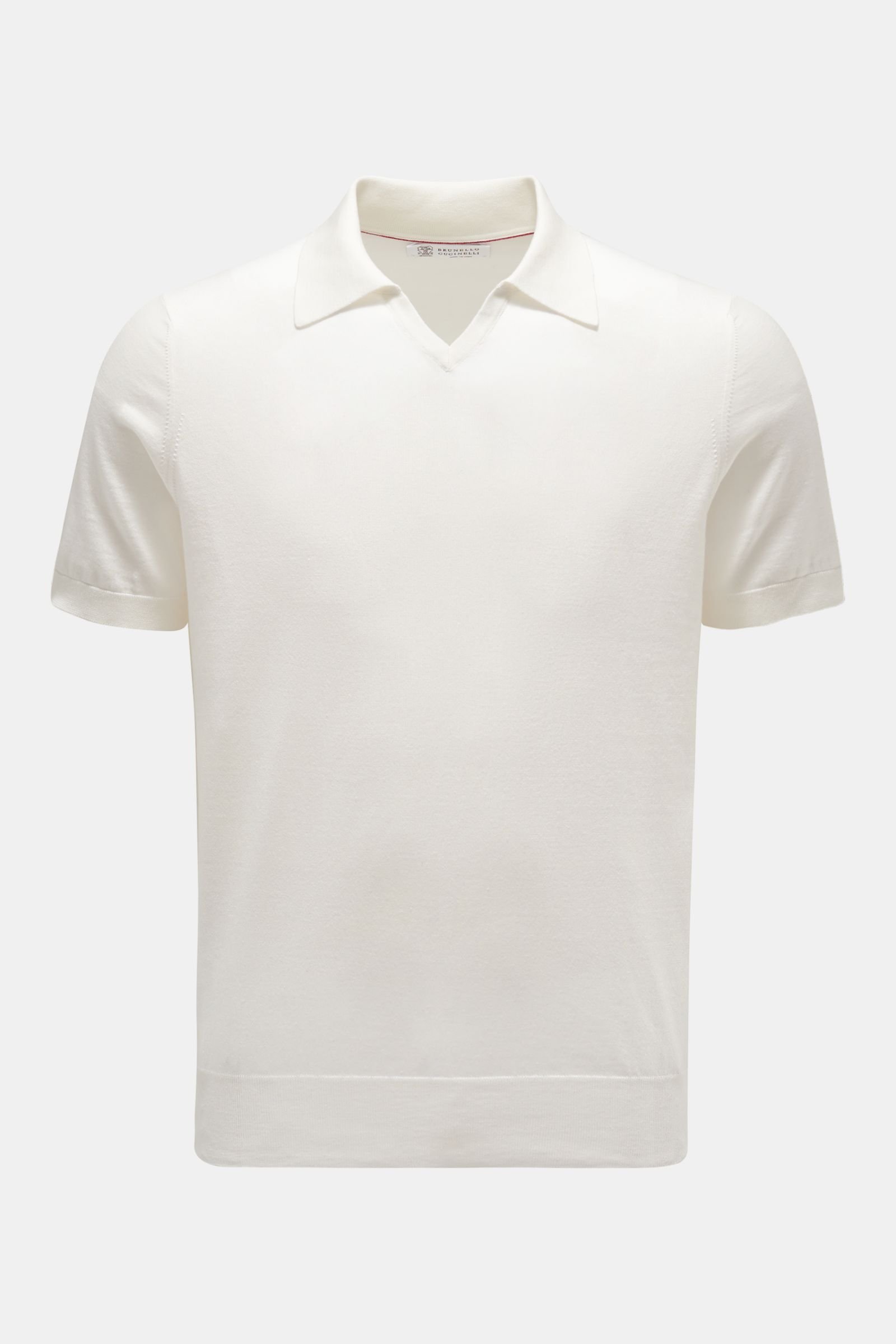 Short sleeve knit polo shirt off-white