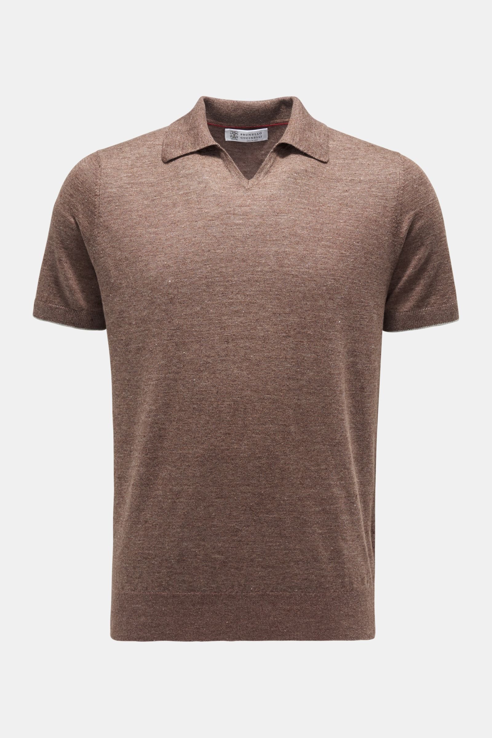 Short sleeve knit polo brown