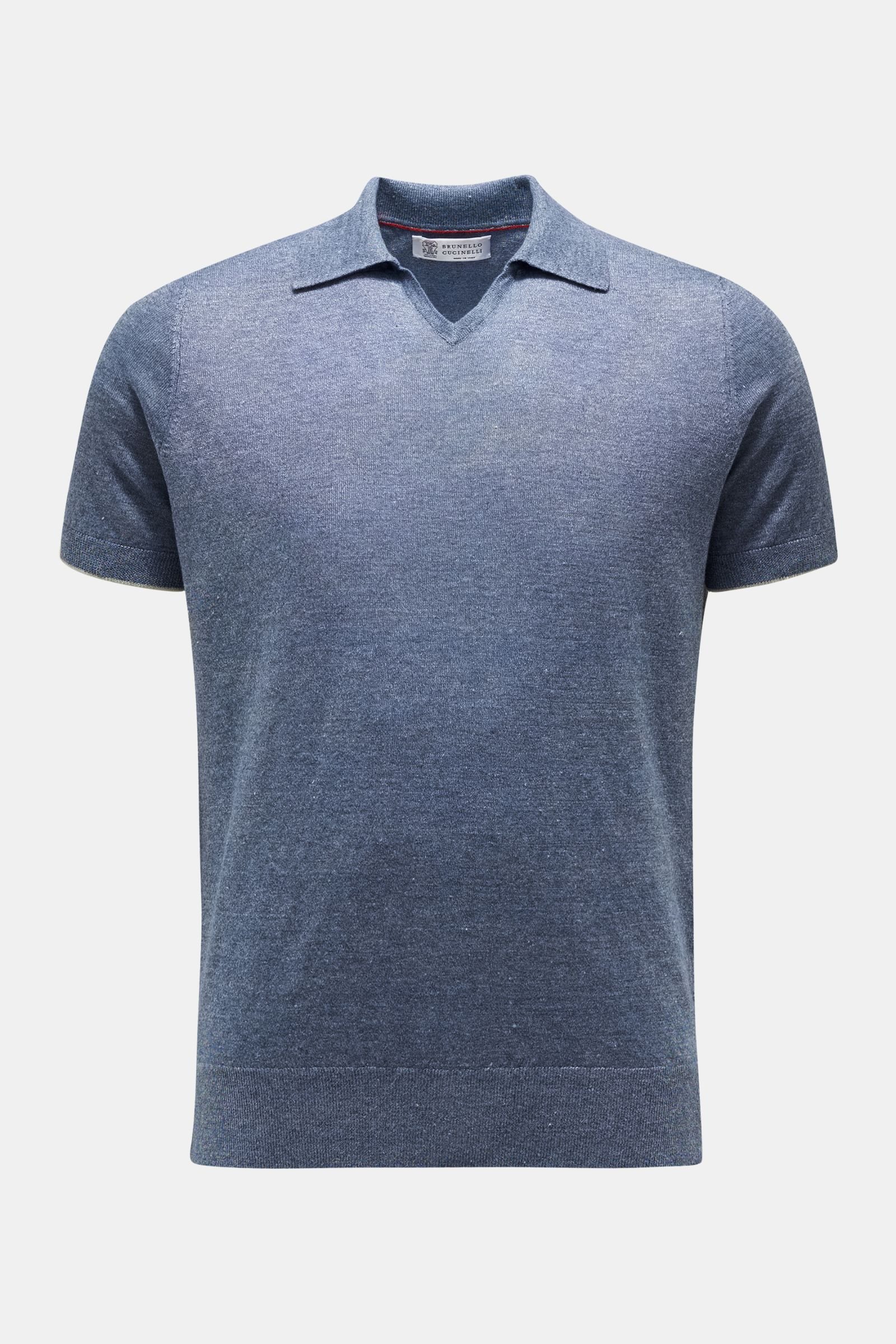 Short sleeve knit polo grey-blue