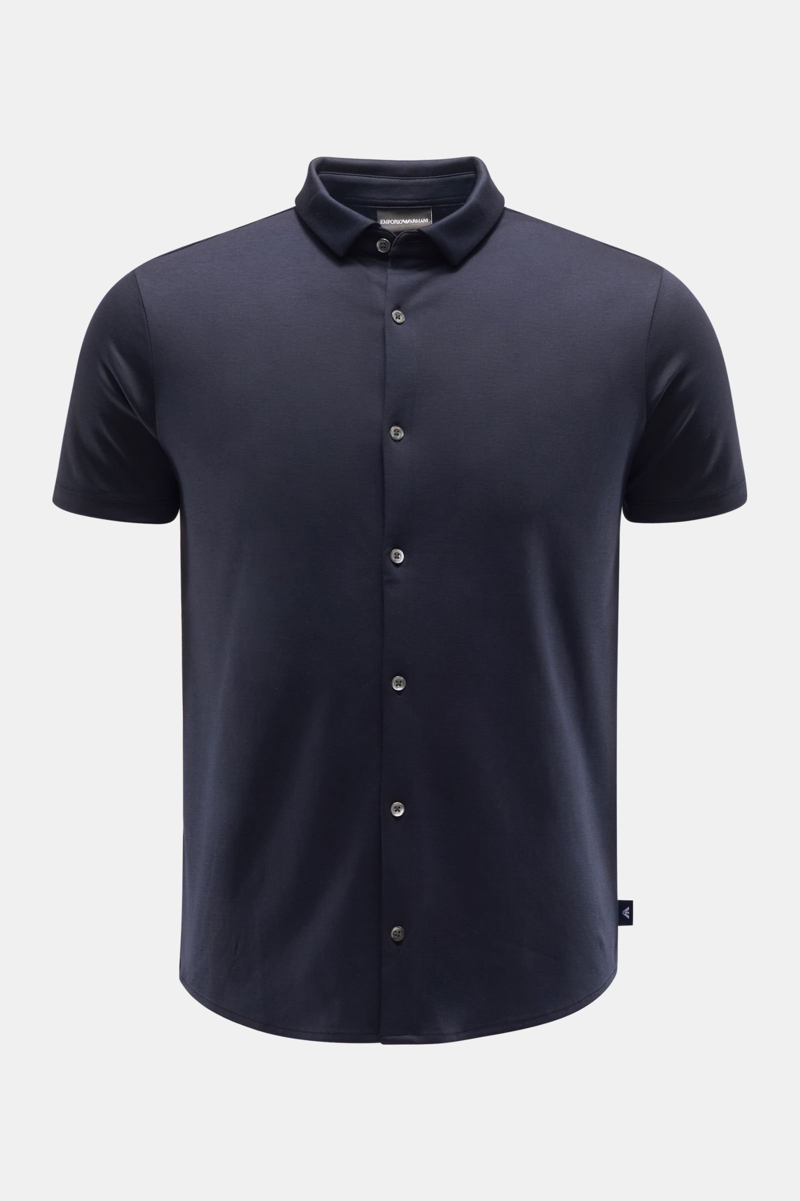 Jersey short-sleeve shirt slim collar navy
