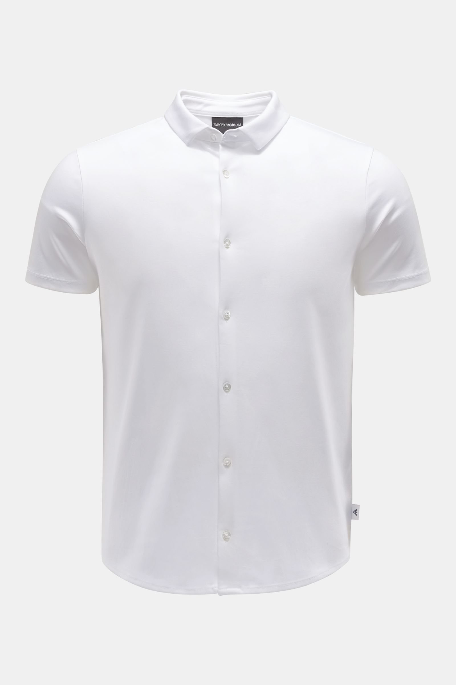 Jersey short-sleeve shirt slim collar white