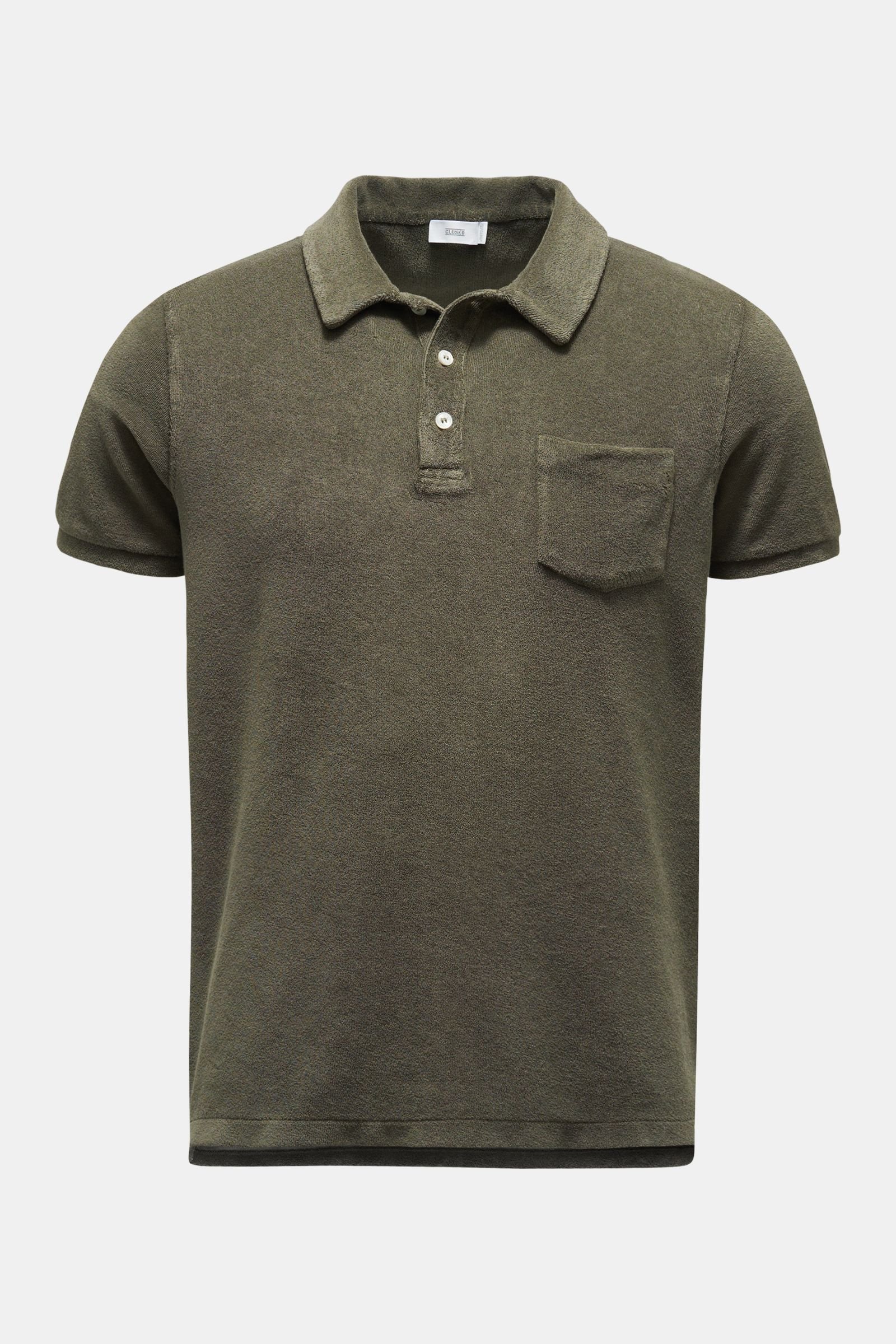 Frottee-Poloshirt oliv
