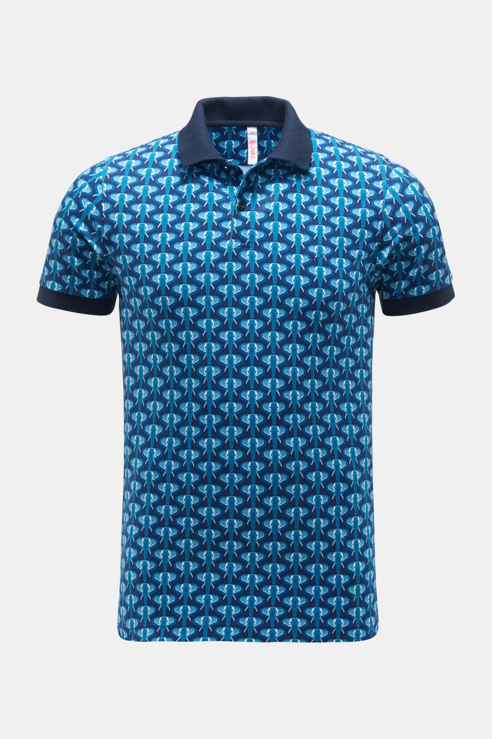 Polo shirt navy/teal patterned