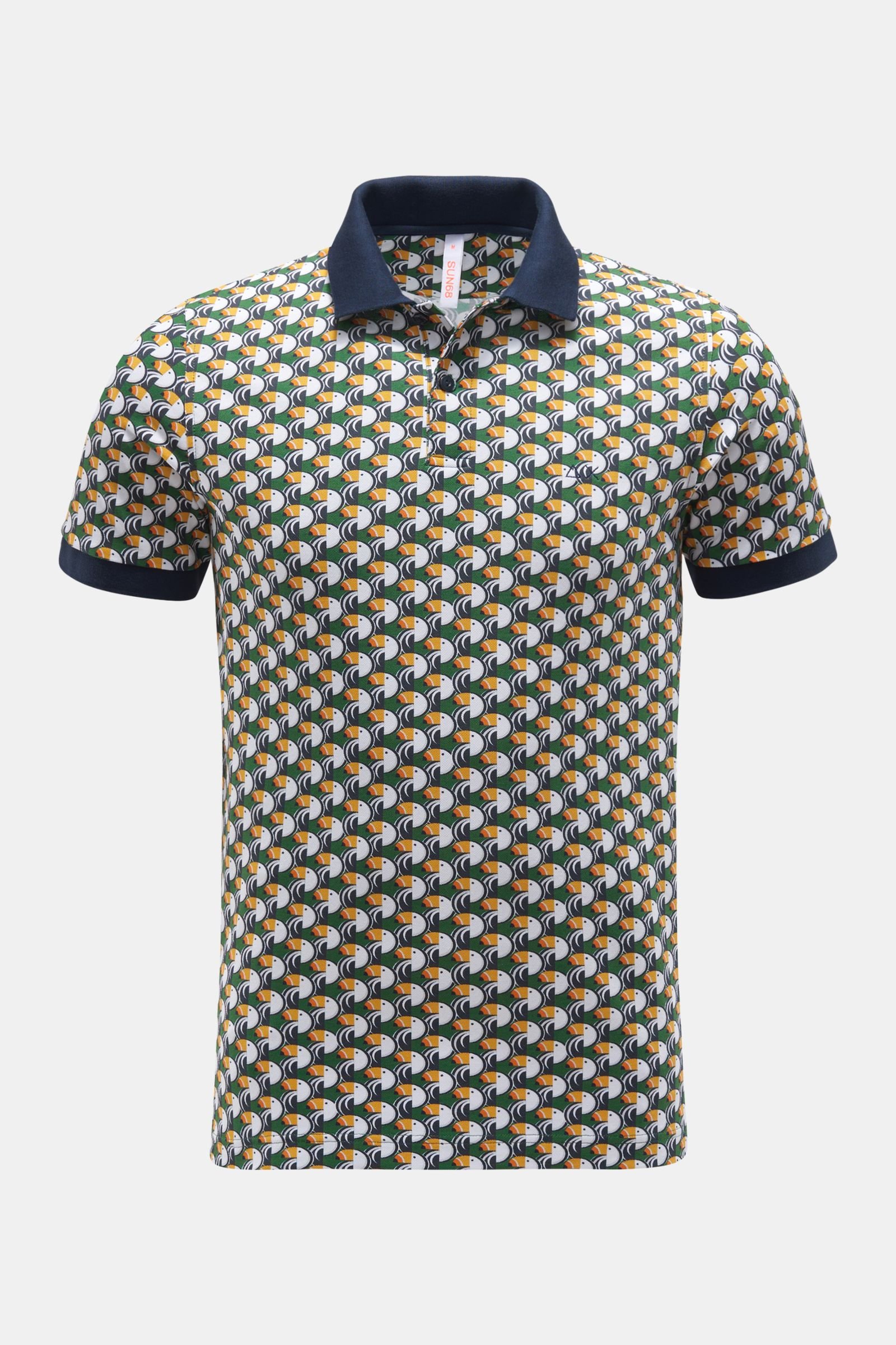 Polo shirt green/yellow patterned