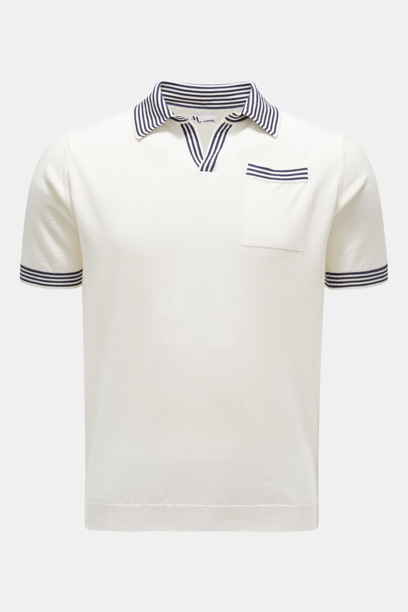 Short sleeve knit polo 'Aavio' off-white/navy