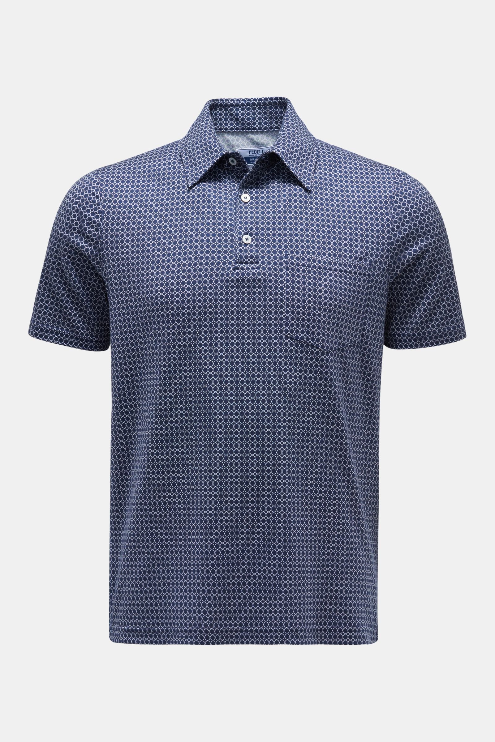 Jersey polo shirt 'Bell' navy/white patterned