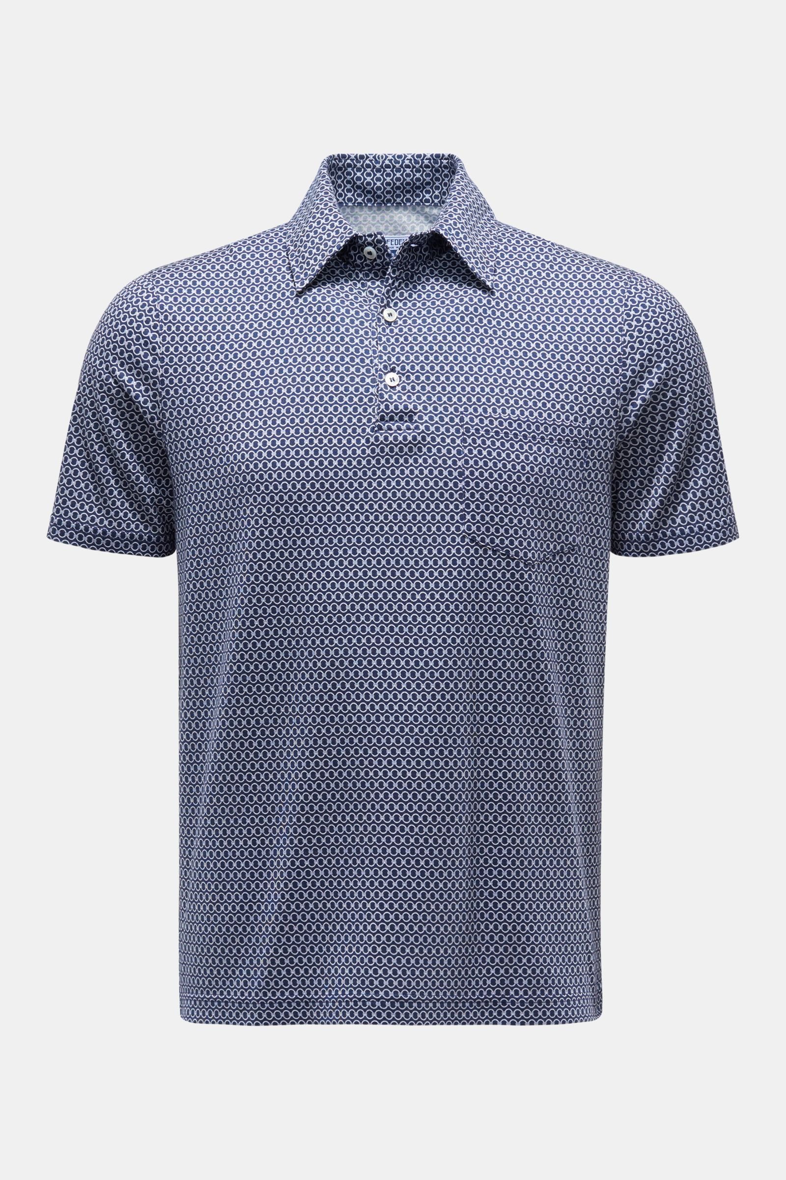 Jersey polo shirt 'Bell' navy/white patterned