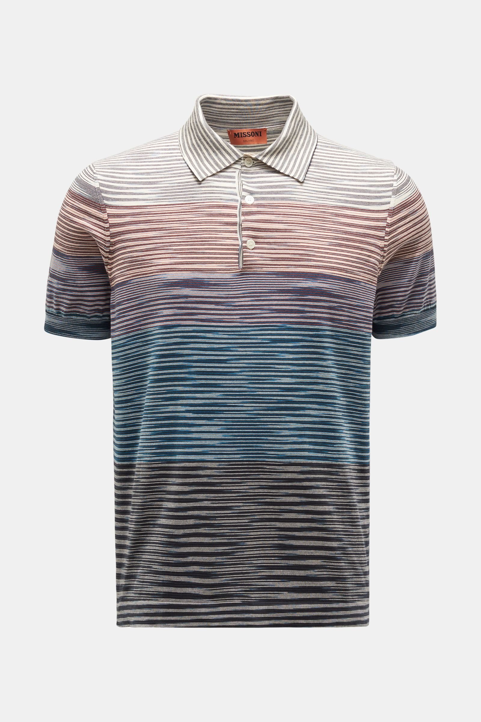Short sleeve knit polo blue/off-white striped