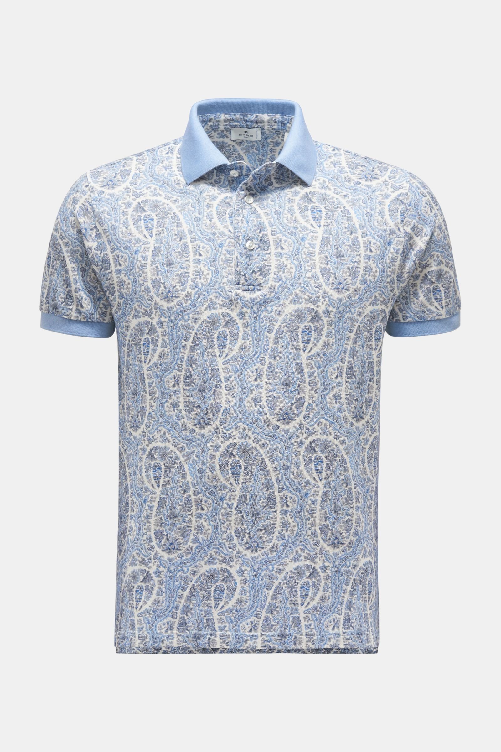 Polo shirt light blue/white patterned