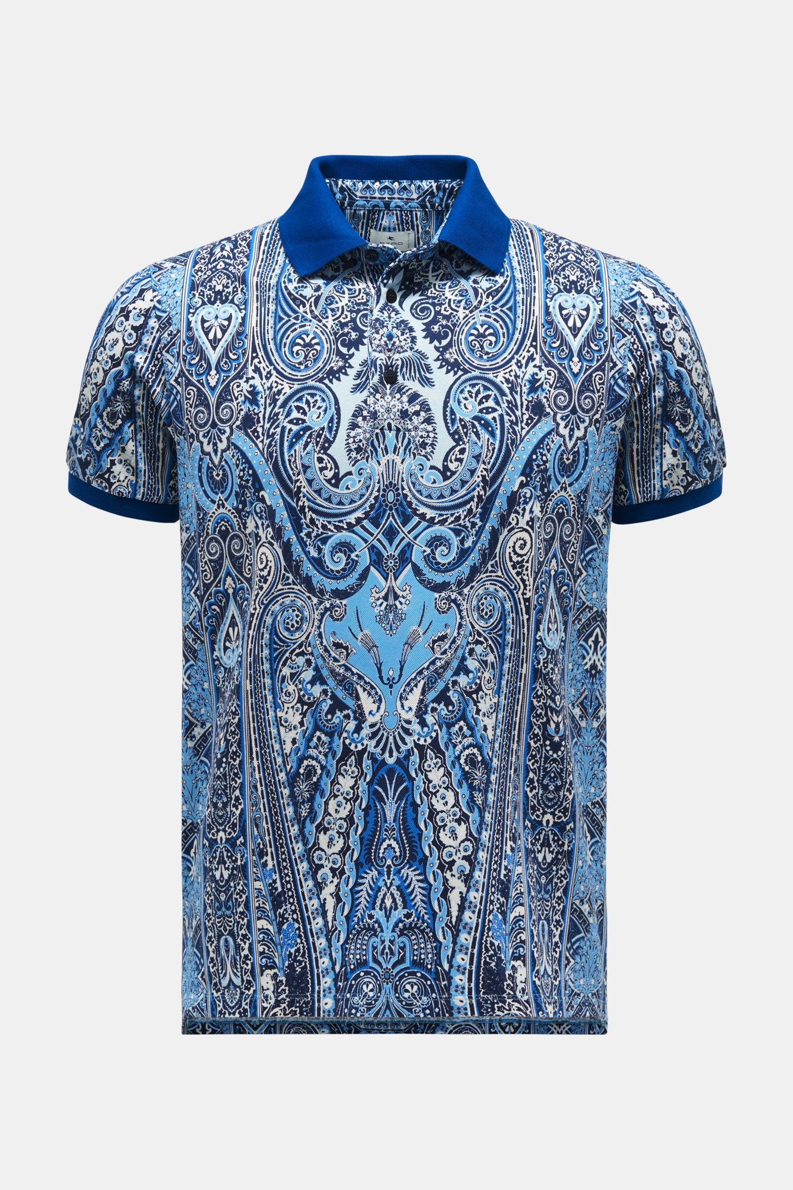 Polo shirt blue patterned