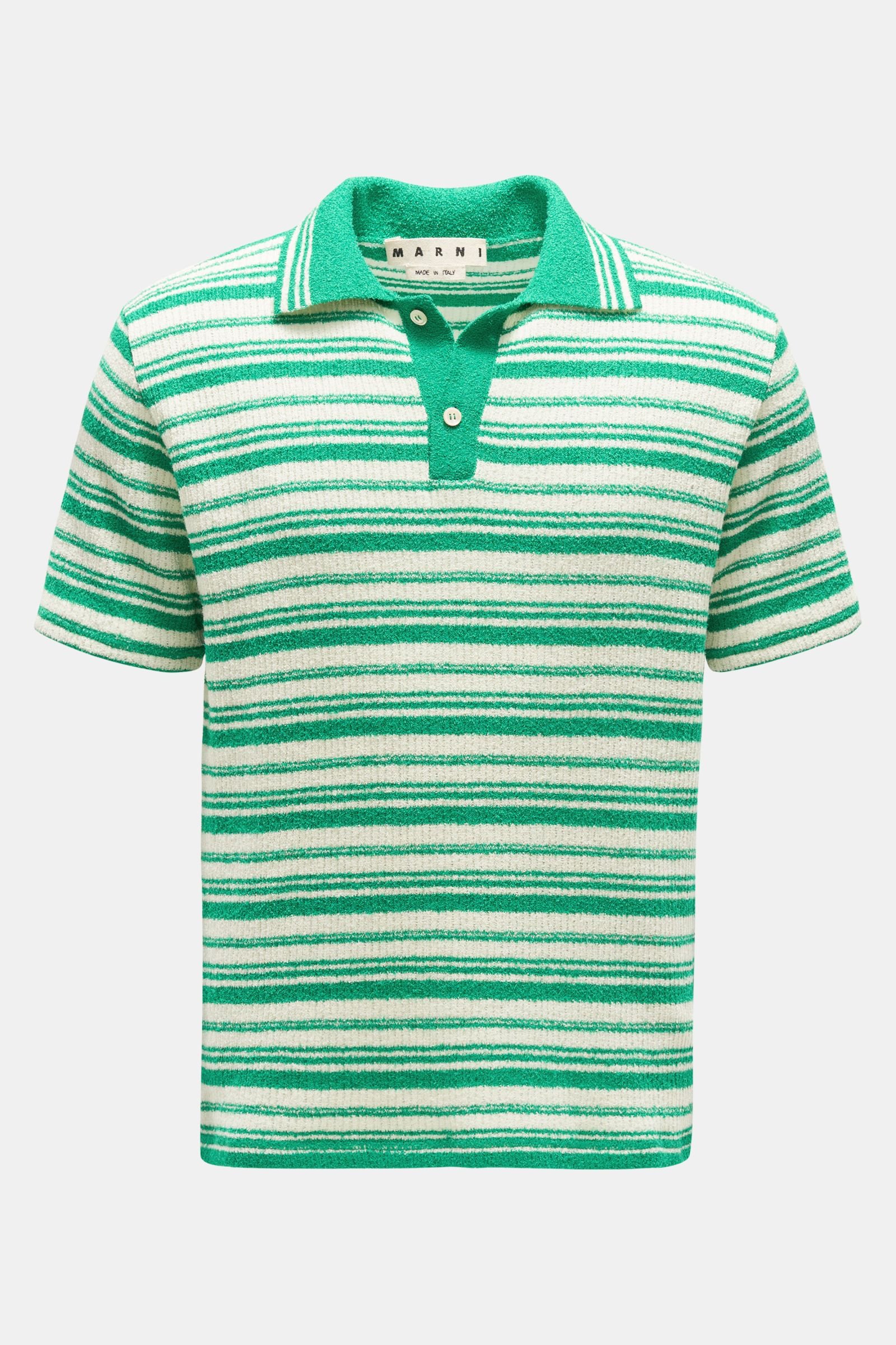 Short sleeve knit polo green/off-white striped