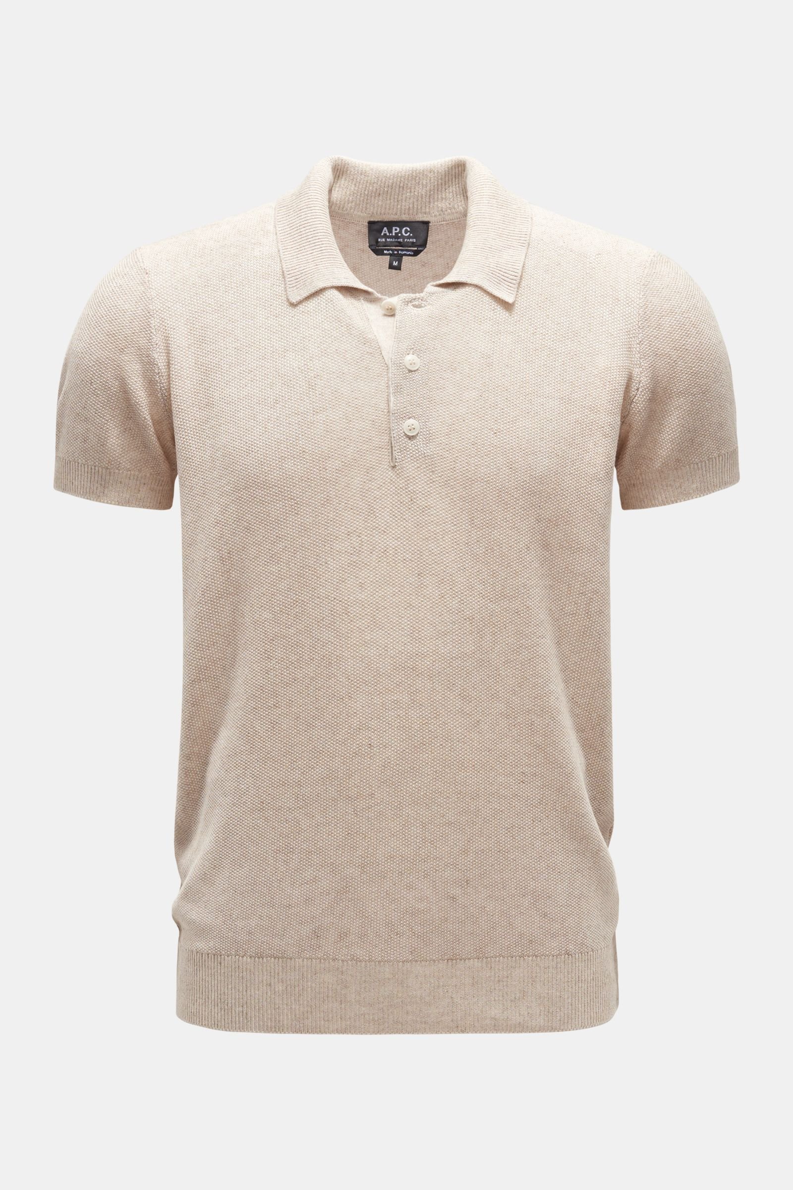Short sleeve knit polo ‘Judge’ beige