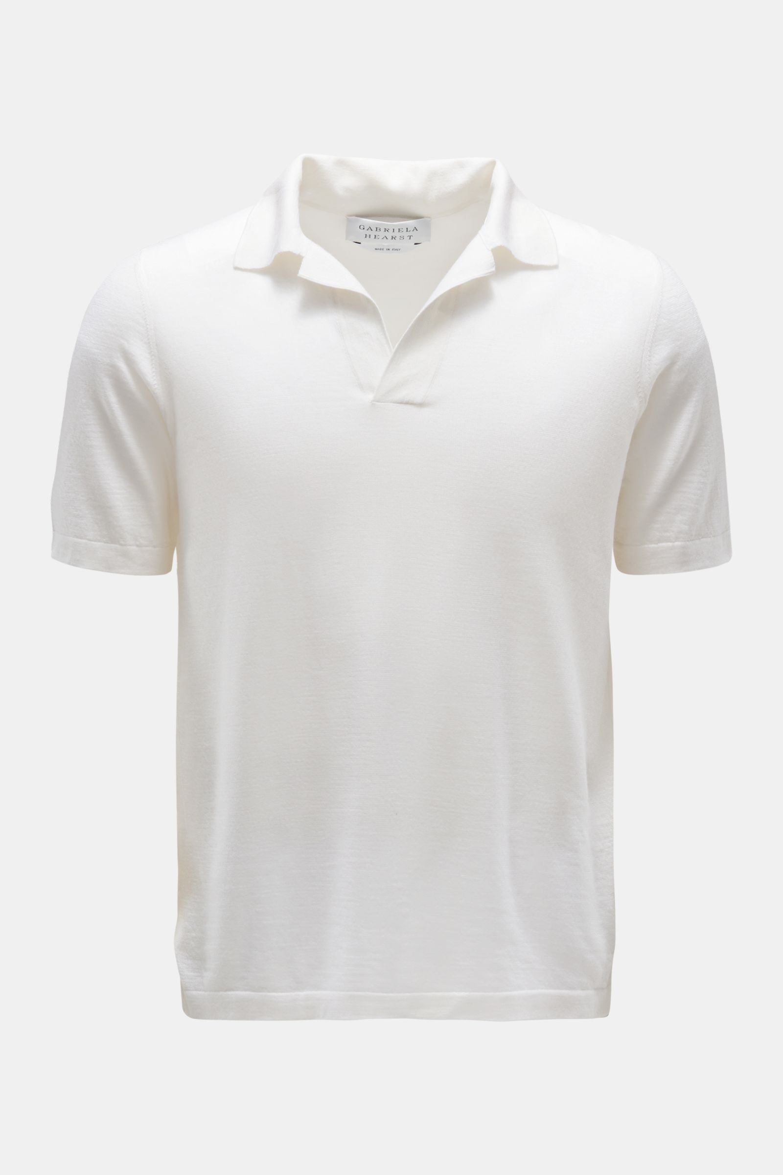 Cashmere short sleeve fine knit polo 'Stendhal' cream