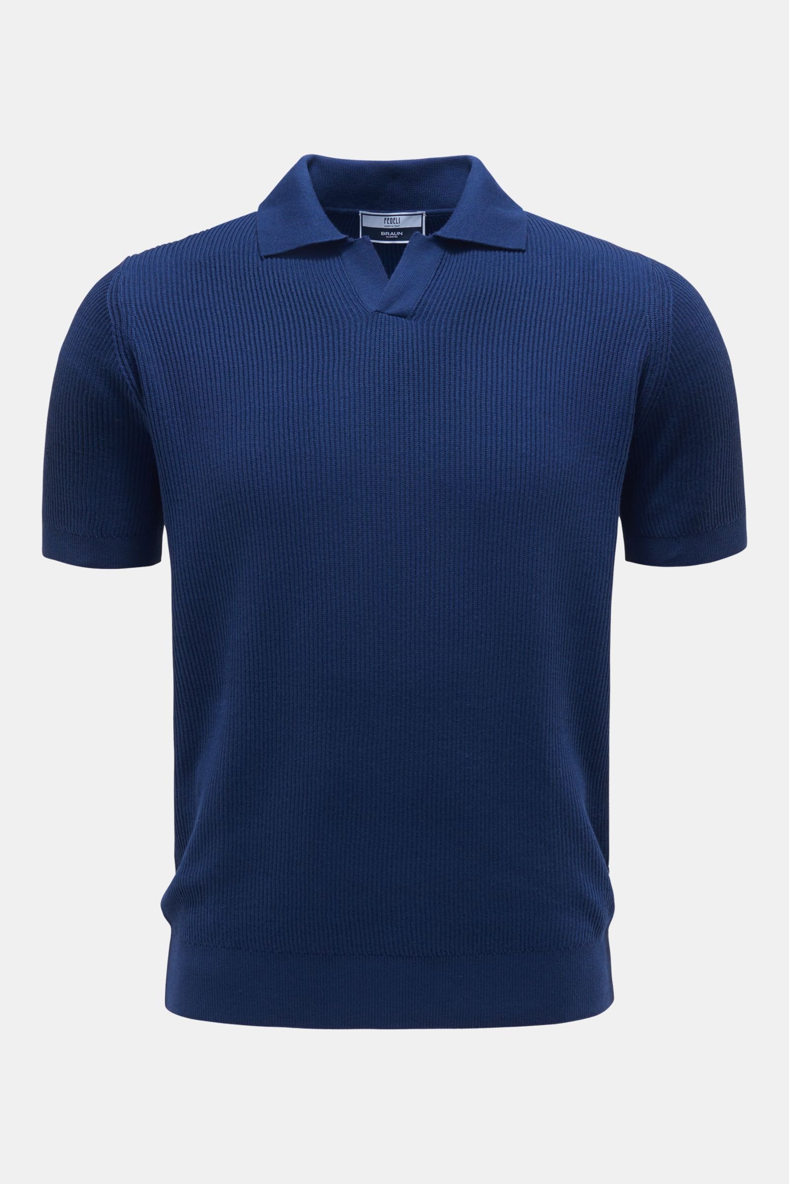 Short sleeve knit polo shirt navy