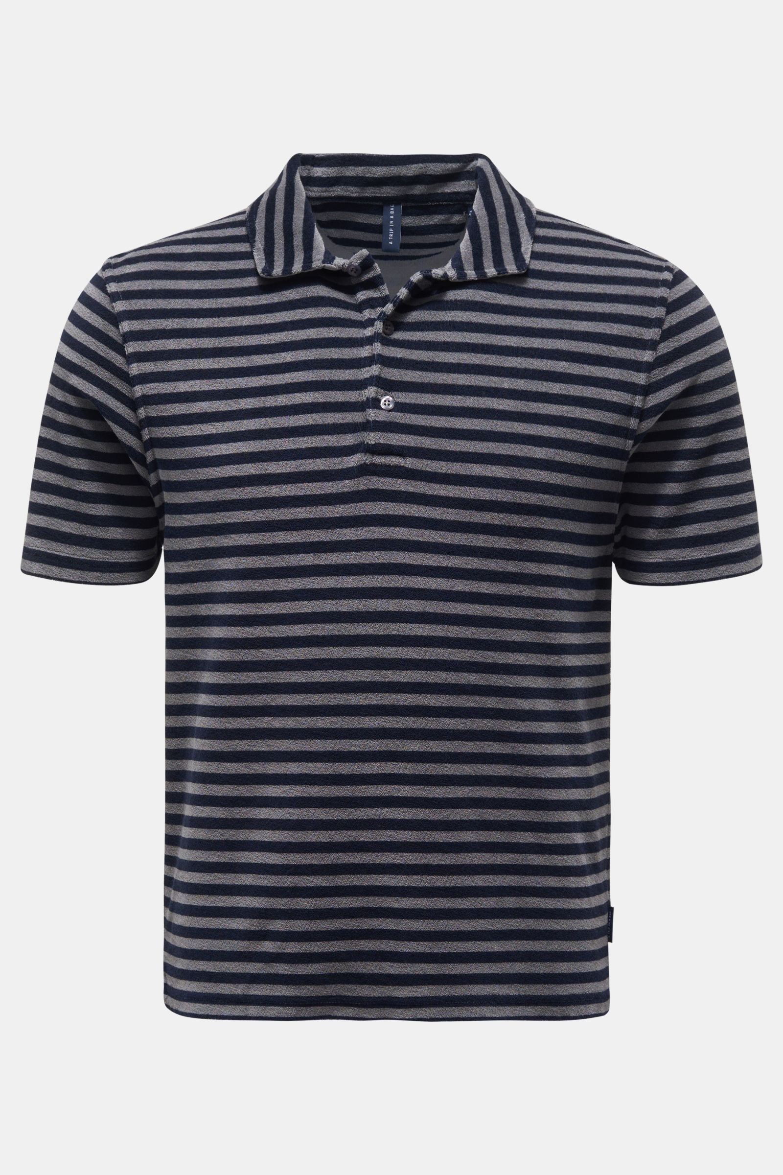 Terry polo shirt 'Terry Stripe Polo' grey/navy striped
