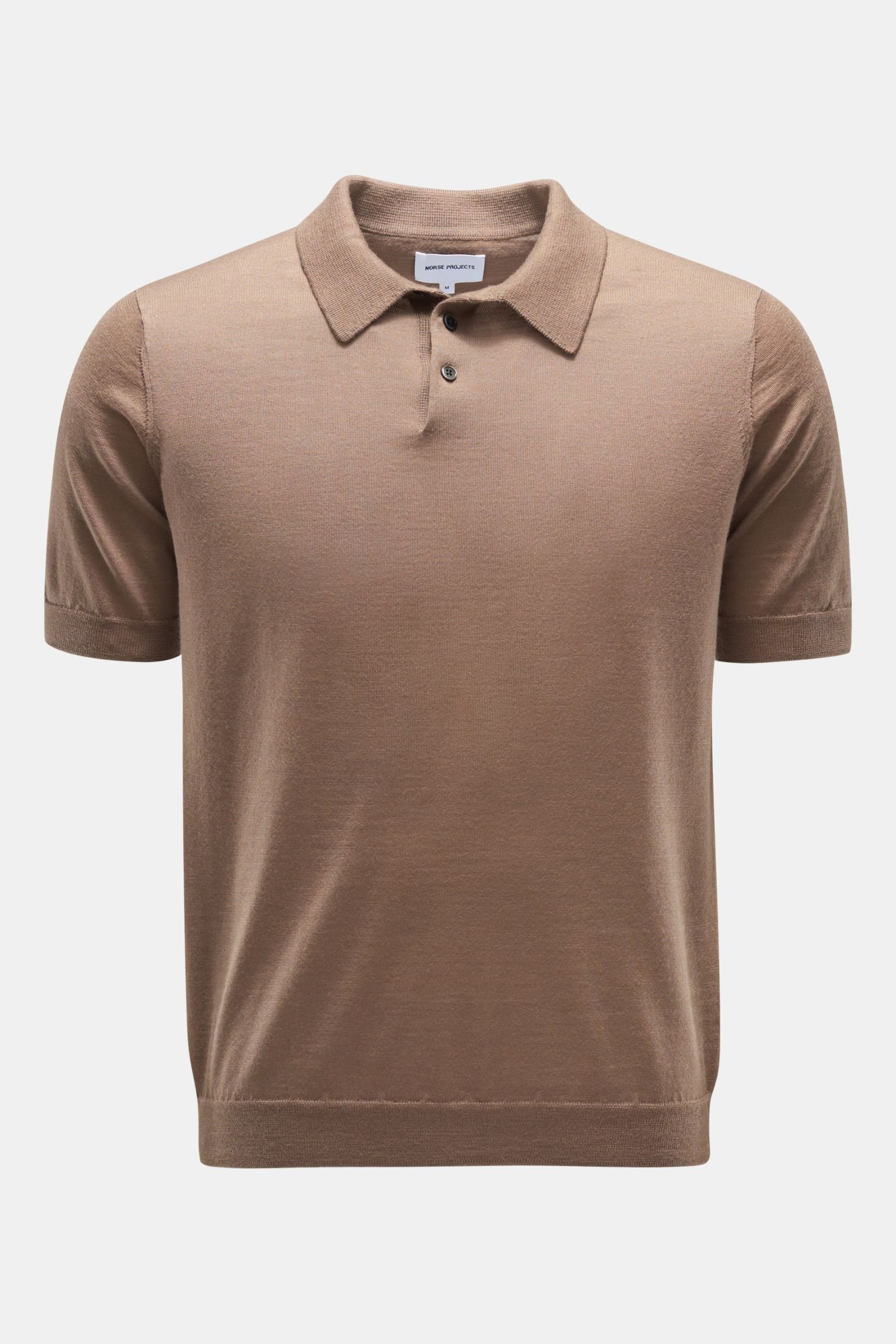 Short sleeve knit polo light brown
