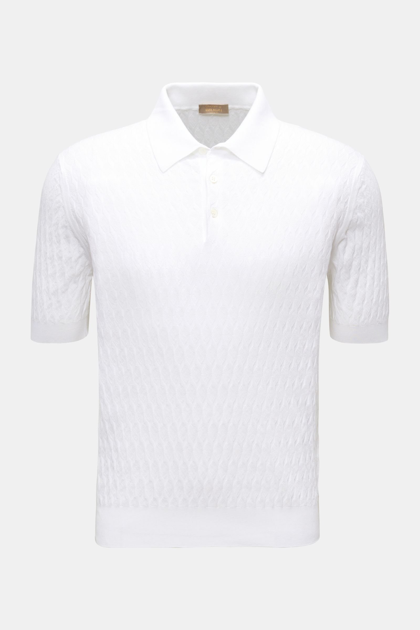 Short sleeve knit polo white patterned