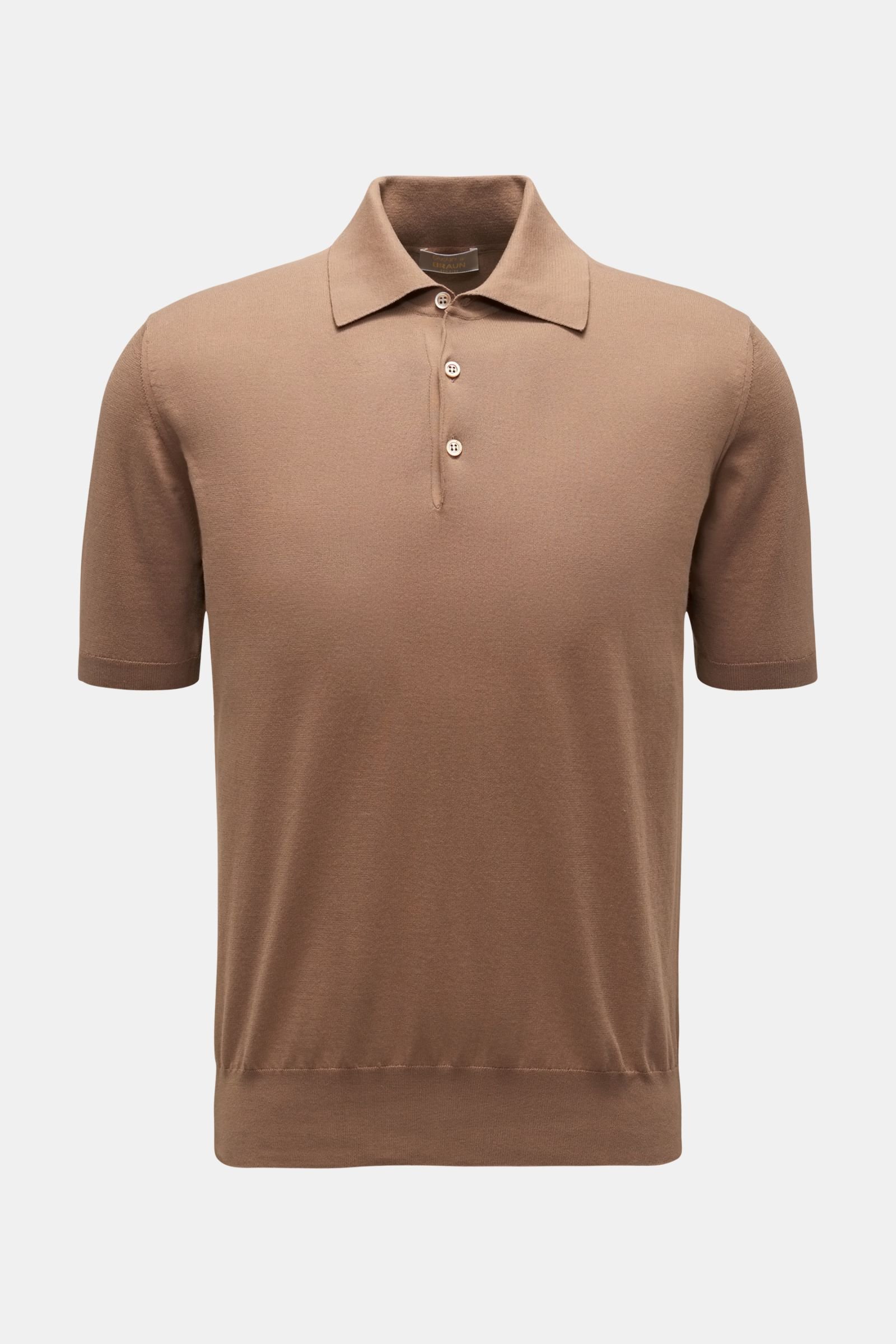 Short sleeve knit polo grey-brown
