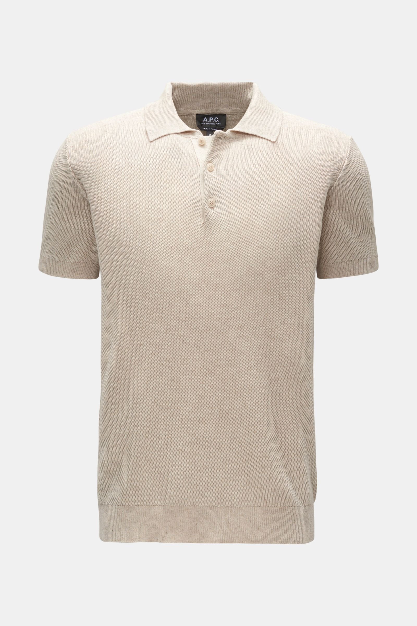 Short sleeve knit polo 'Fred' beige