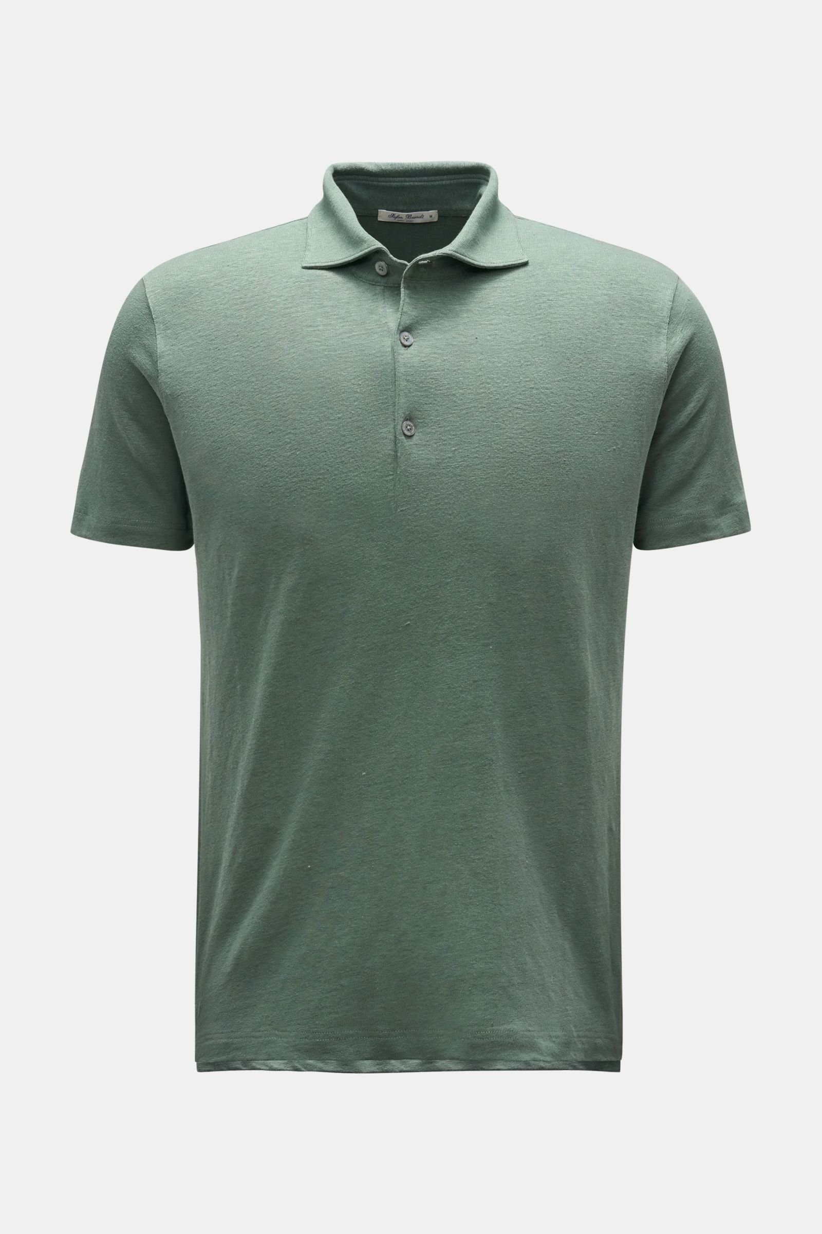Leinen Jersey-Poloshirt 'Laurin' graugrün