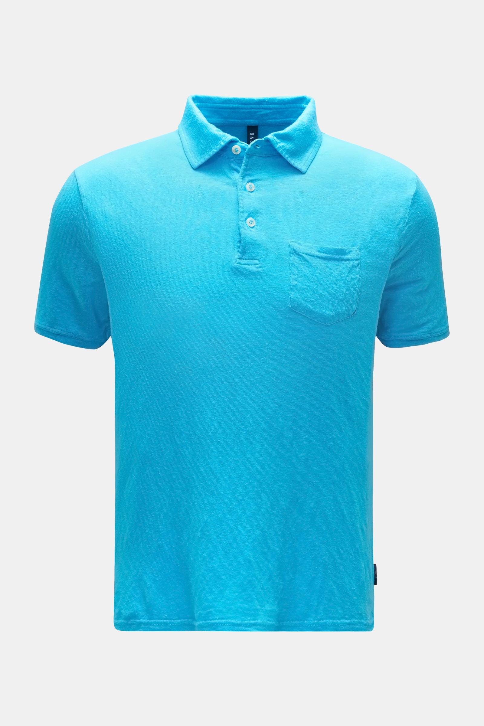 Linen polo shirt turquoise