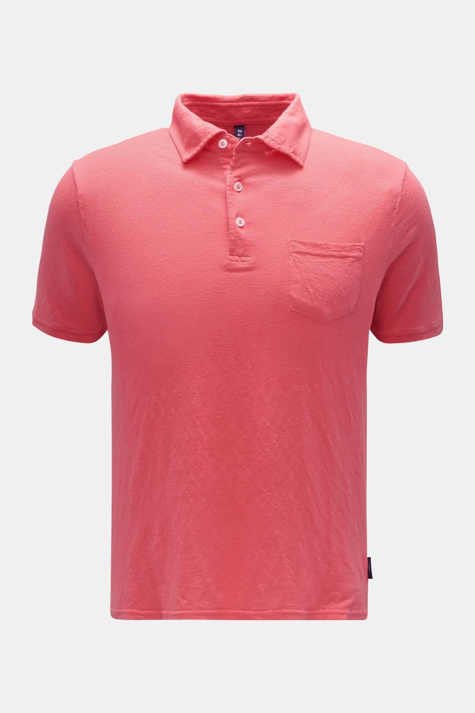 Linen polo shirt coral 