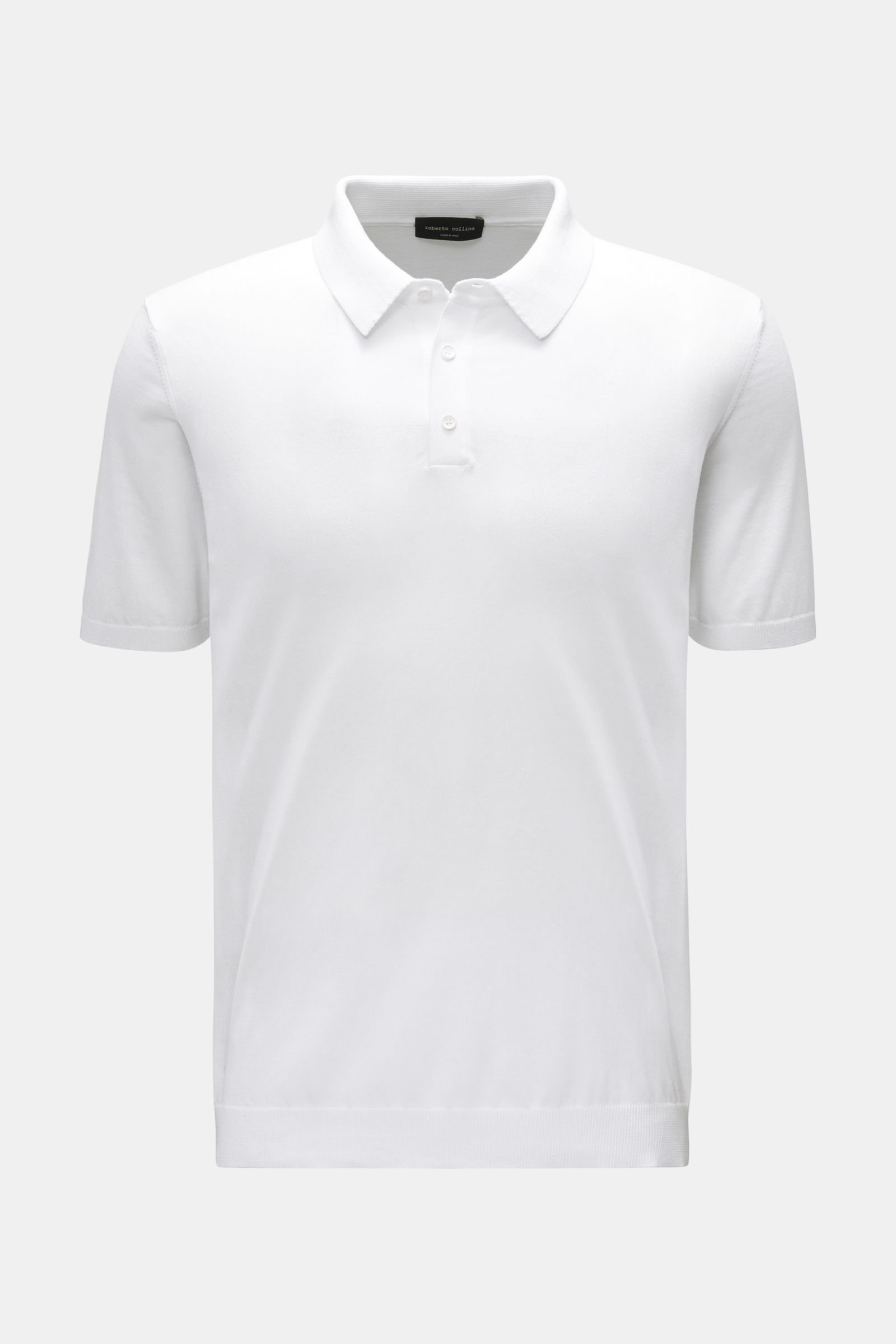 Short sleeve knit polo shirt white