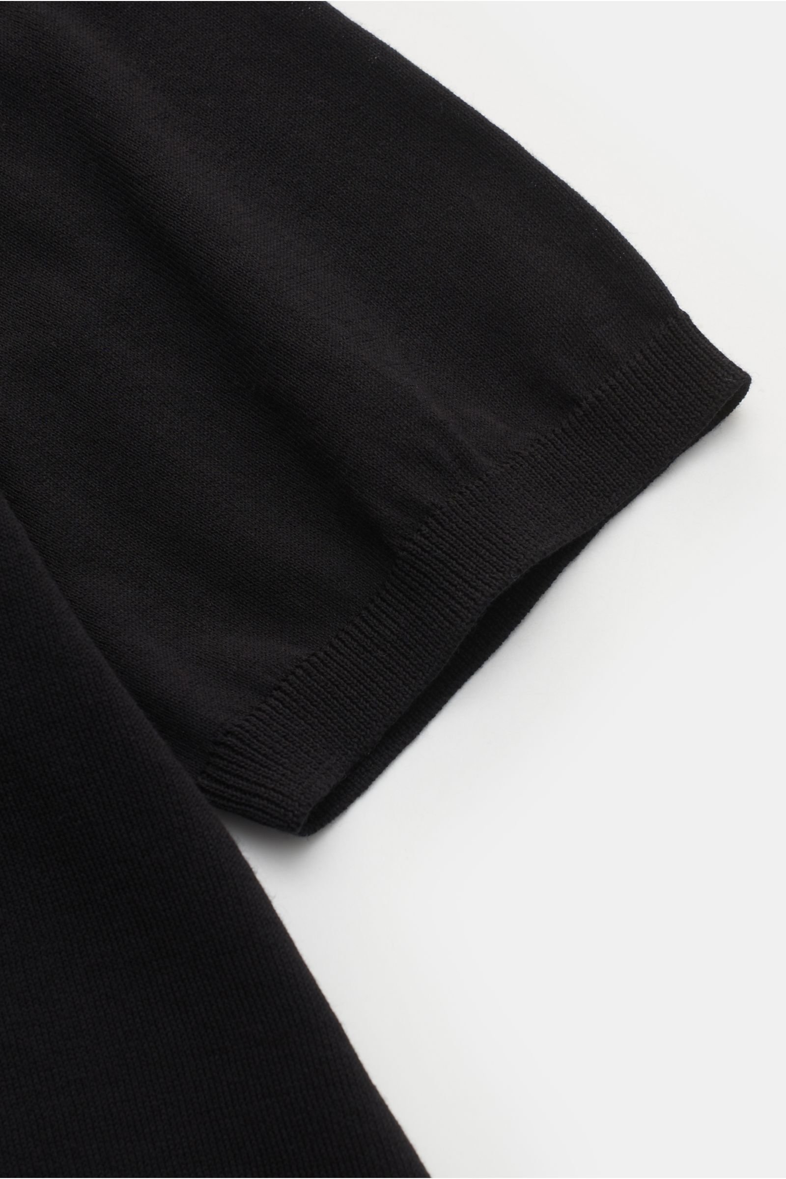 ROBERTO COLLINA short sleeve knit polo black | BRAUN Hamburg