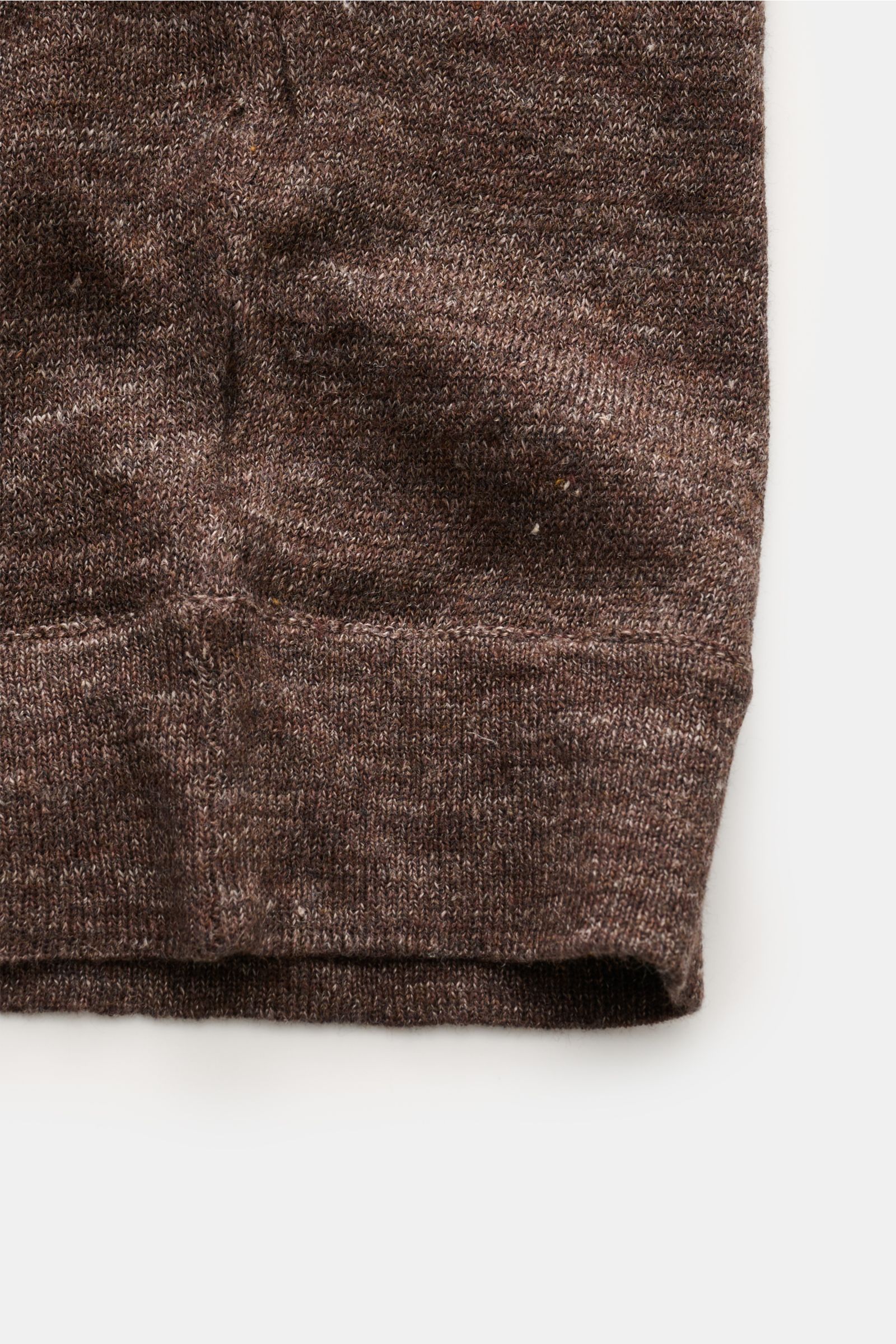 Brunello Cucinelli Kurzarm-Strickpolo dunkelbraun meliert