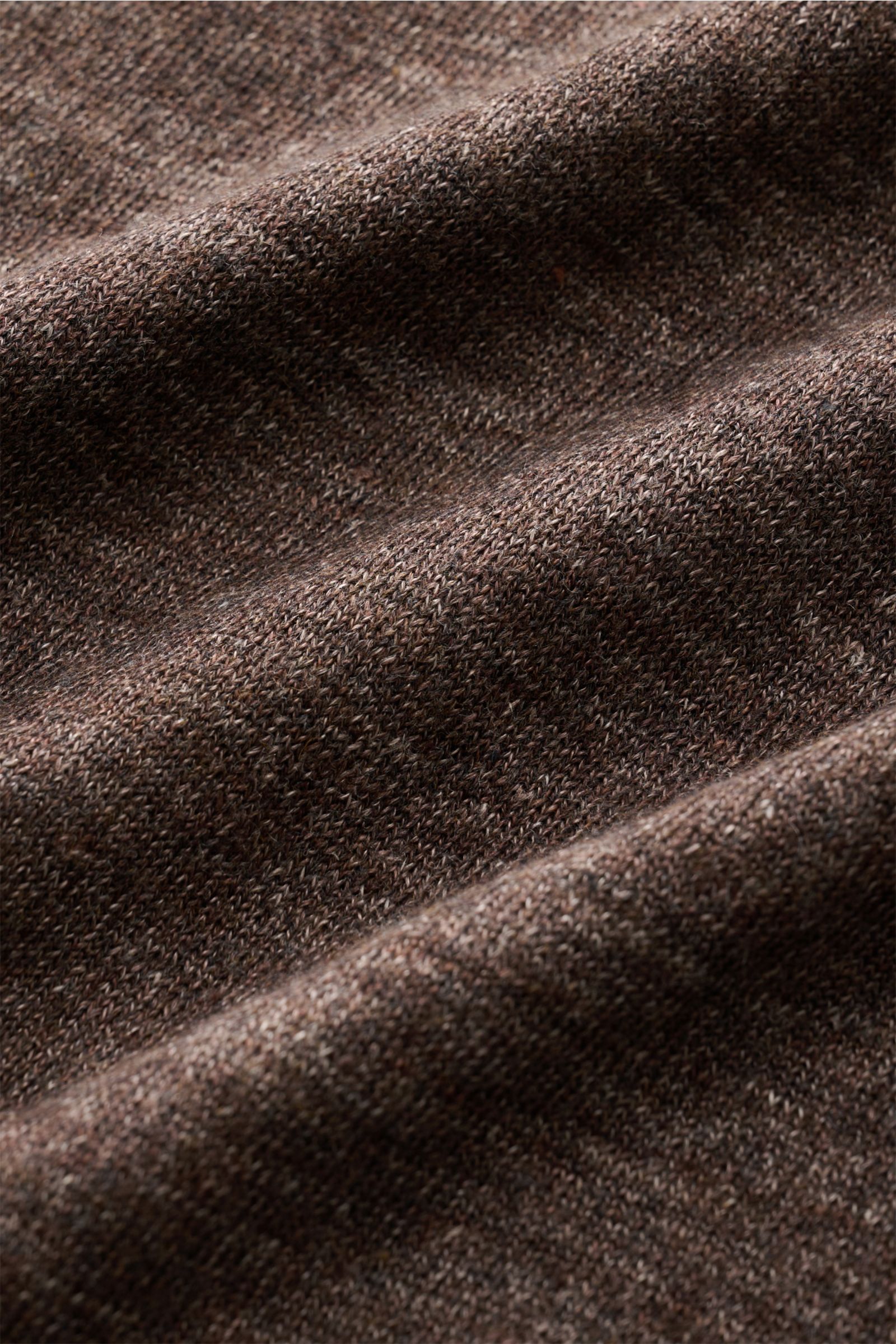 Brunello Cucinelli Kurzarm-Strickpolo dunkelbraun meliert