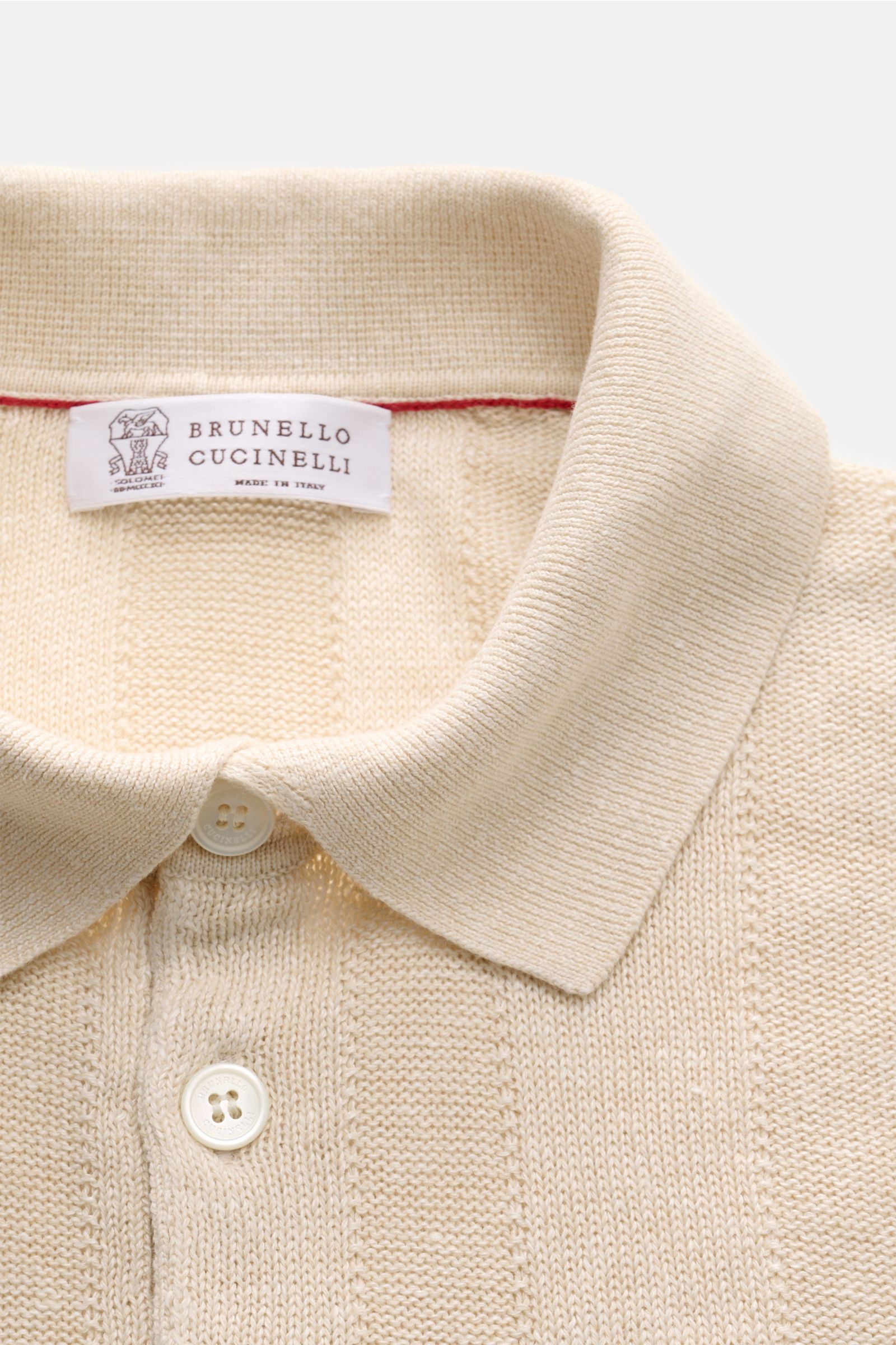 Brunello Cucinelli Kurzarm-Strickpolo sand