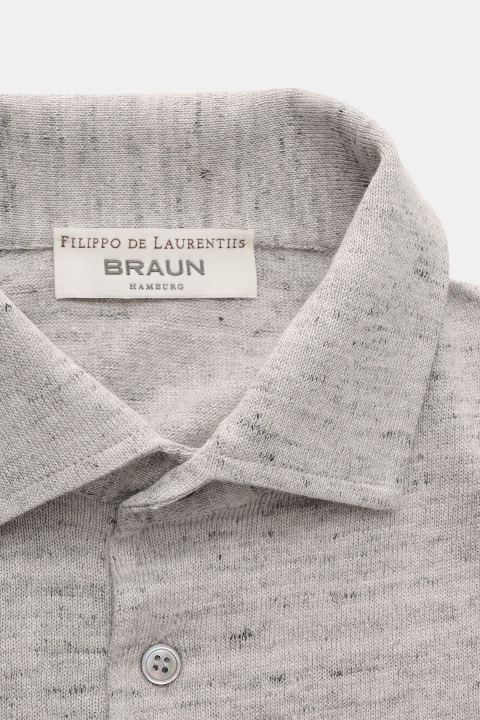 Filippo de Laurentiis Short-sleeved knit polo light grey melange