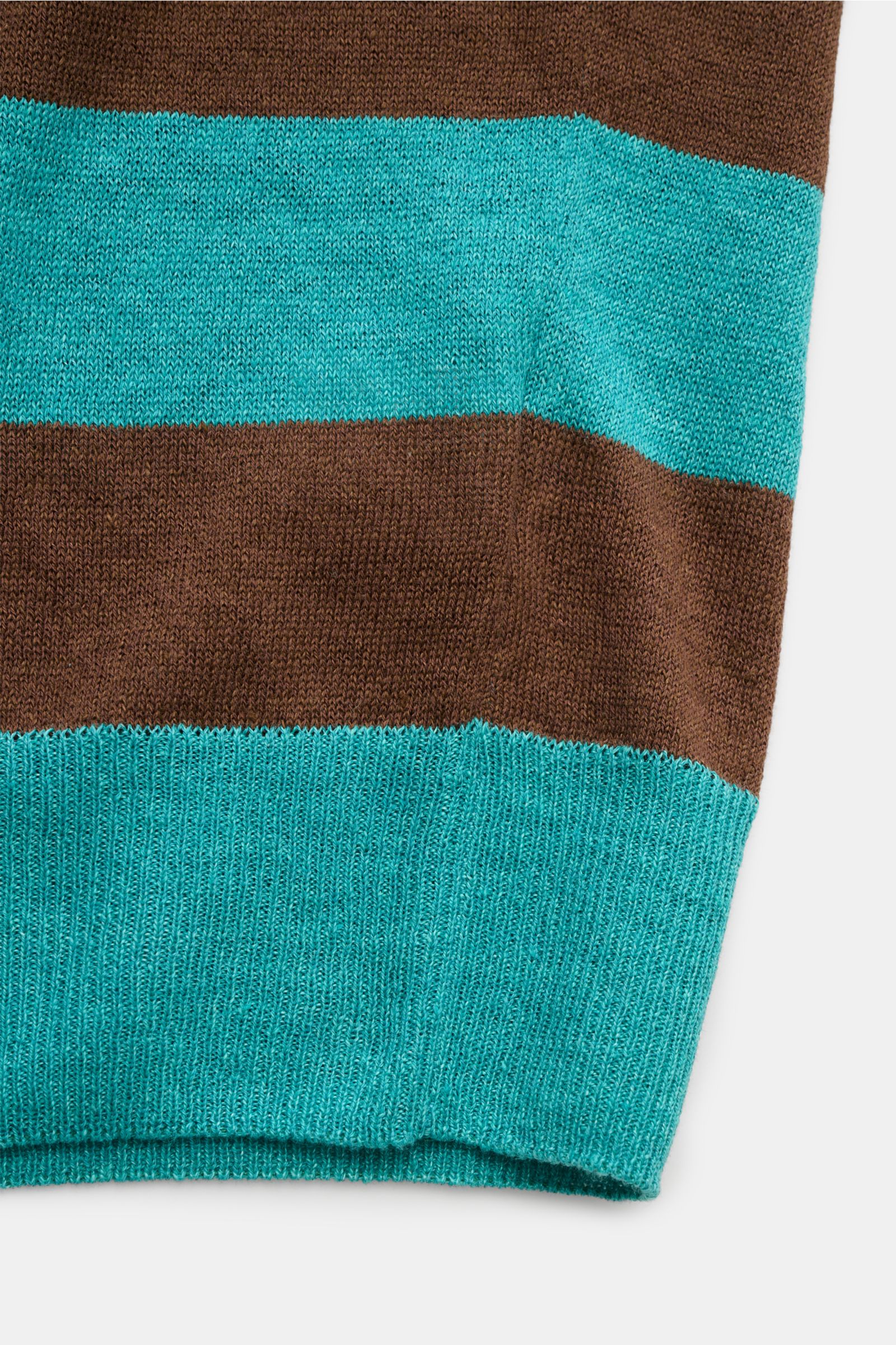 04651/ A trip in a bag Kurzarm-Strickpolo 'Striped Polo' türkis/braun gestreift