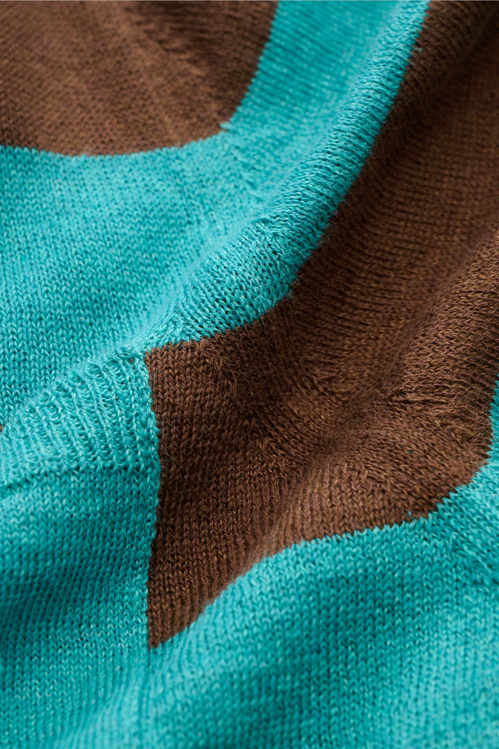 04651/ A trip in a bag Kurzarm-Strickpolo 'Striped Polo' türkis/braun gestreift