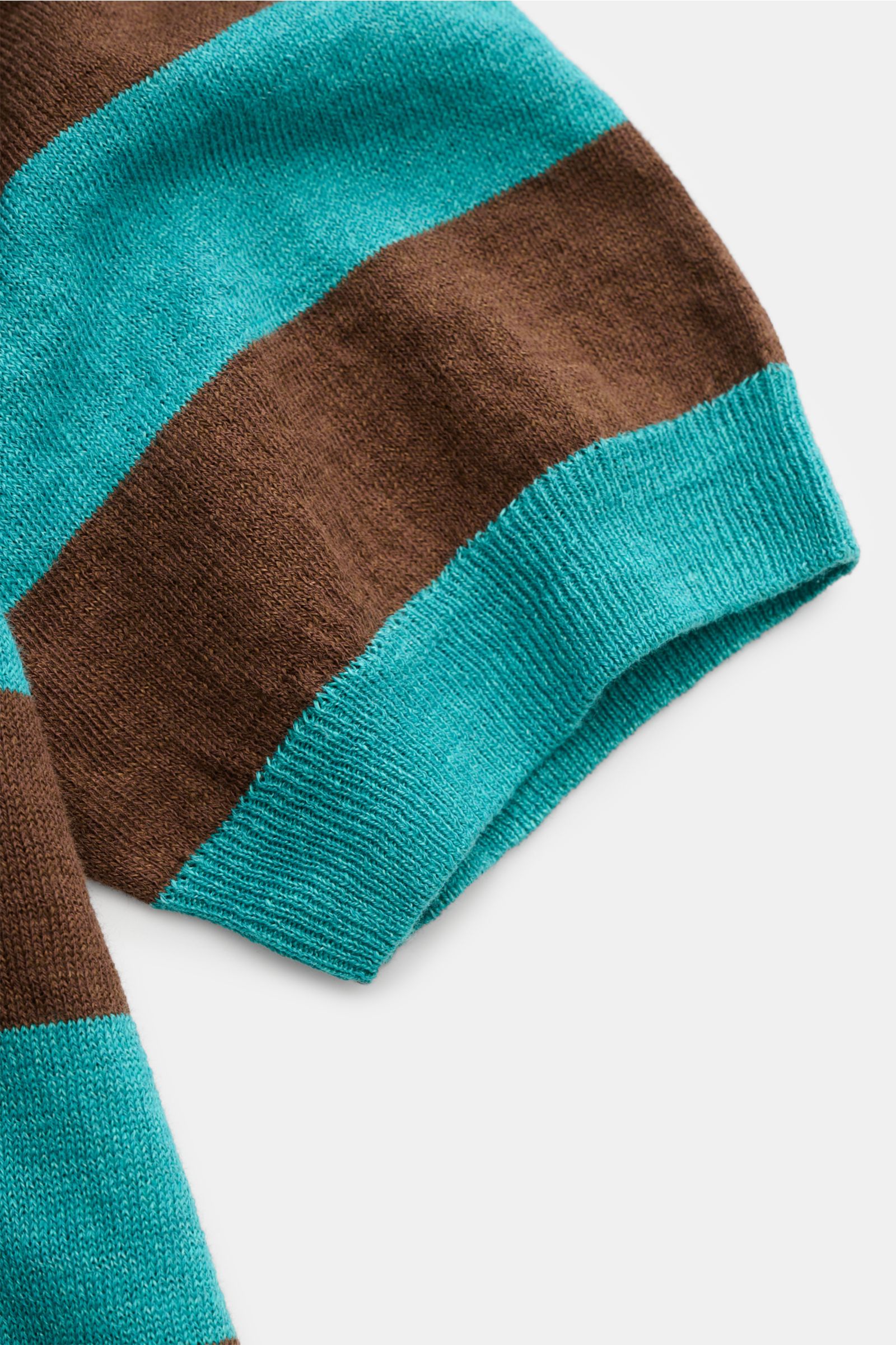 04651/ A trip in a bag Kurzarm-Strickpolo 'Striped Polo' türkis/braun gestreift