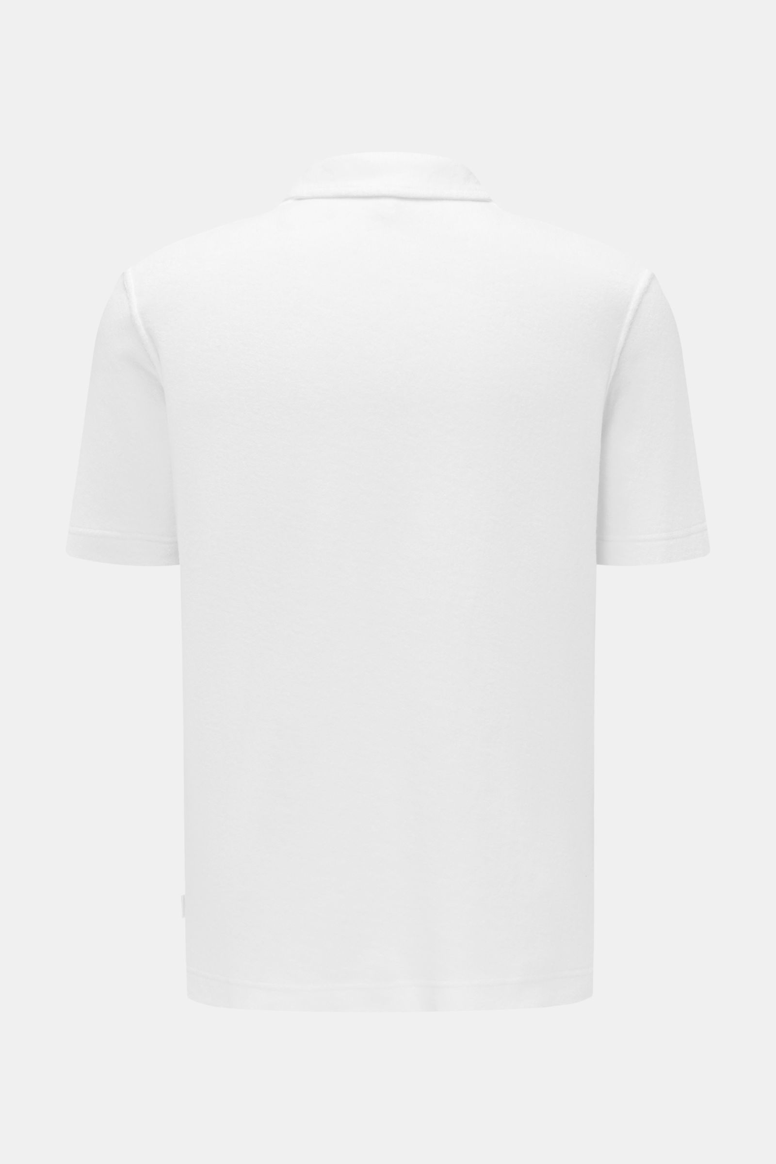 04651/ A trip in a bag Frottee-Poloshirt 'Terry Polo' weiß, Rückansicht, kurzarm, konventioneller Polokragen, reine Baumwolle, Regular Fit, weicher Griff.
