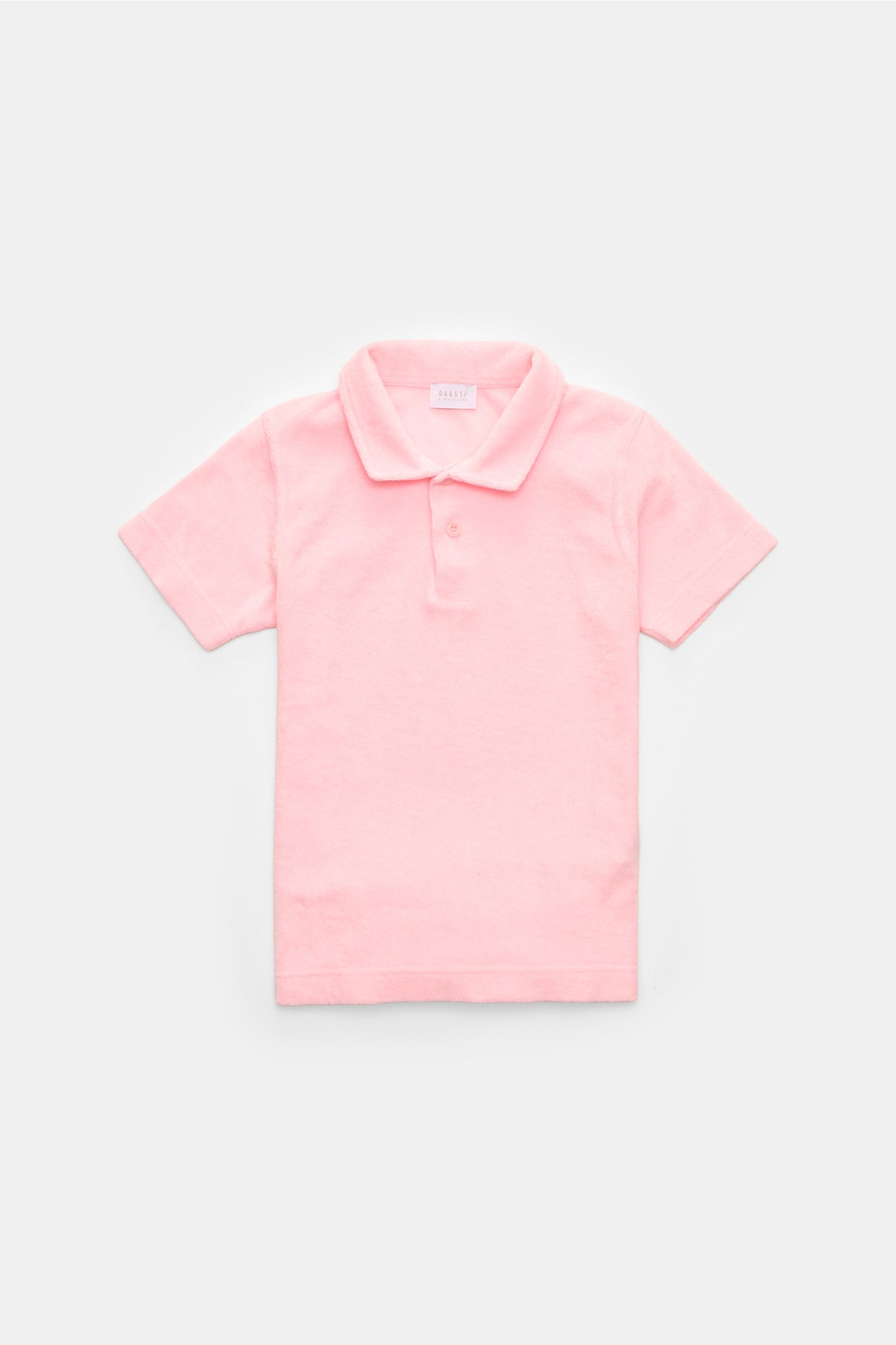 04651/ A trip in a bag Kinder Frottee-Poloshirt 'Kids Oyster Polo' rosé, Slim Fit, aus Bio-Baumwolle, Frontansicht, kurzer Arm, Polokragen.