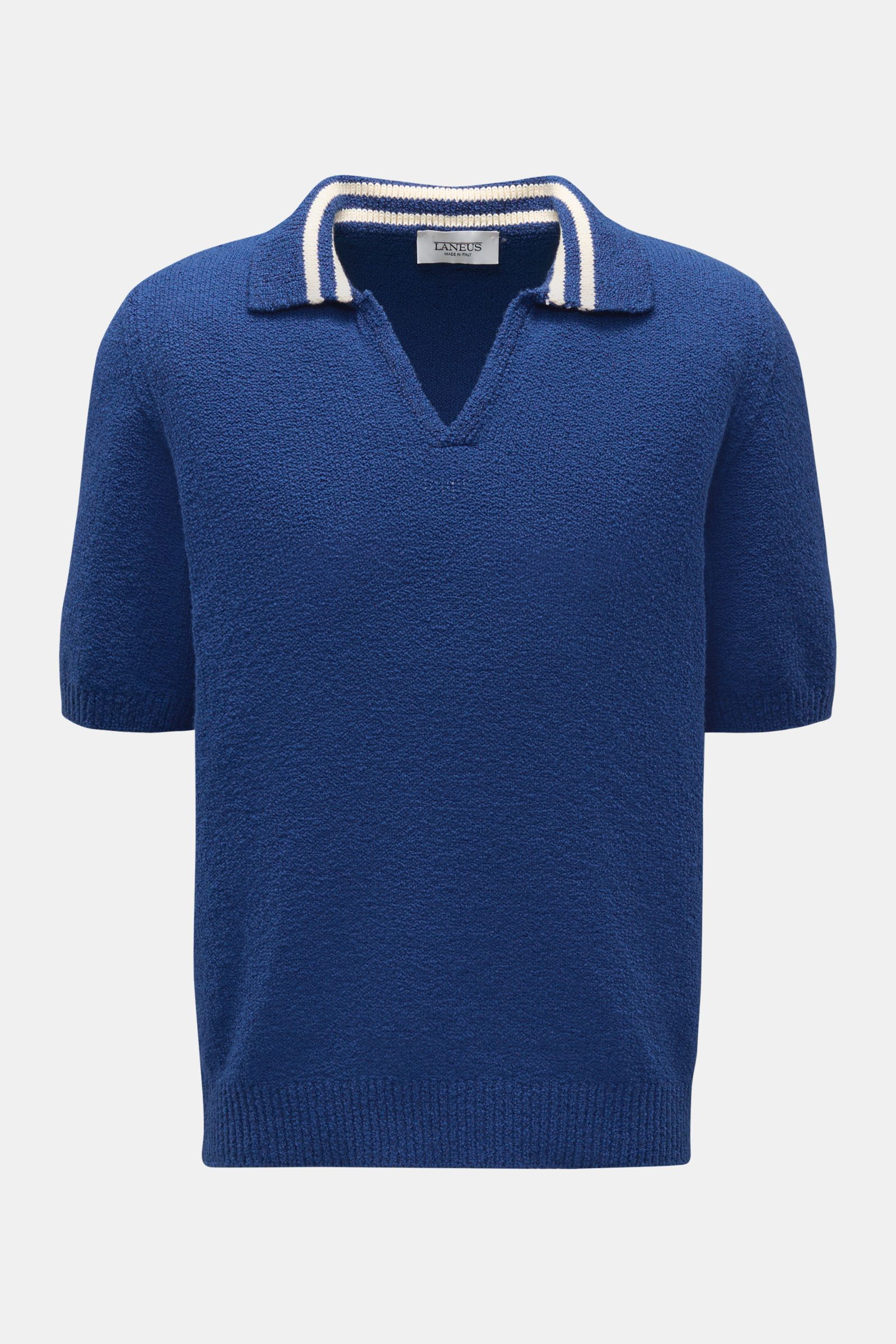 Laneus Kurzarm-Strickpolo dunkelblau