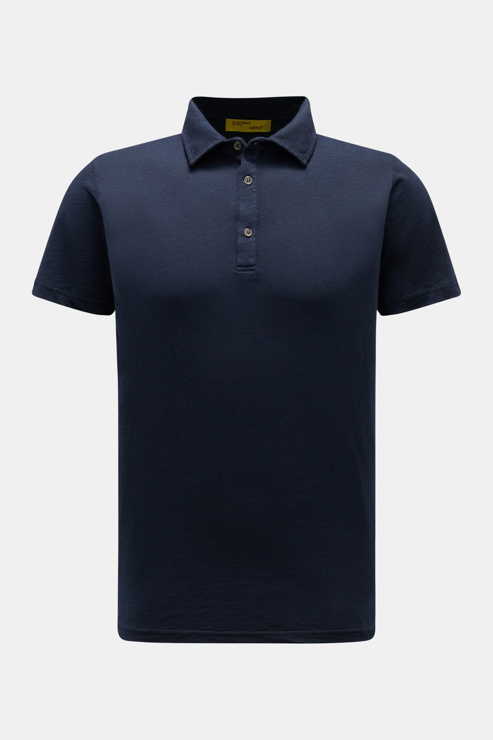 B.F. Knitwear Jersey polo shirt navy shown from the front, short sleeves, classic polo collar, slim fit, pure cotton with soft feel. Uncomplicated classic: This jersey polo shirt by B.F. KNITWEAR is a versatile basic for the warmer months. Features includ