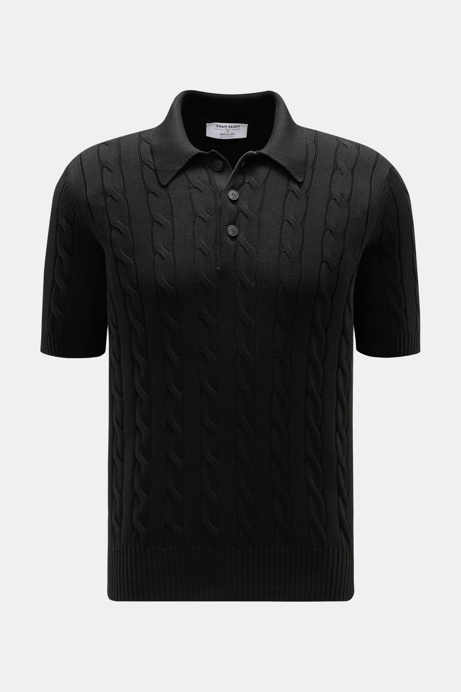 Gran Sasso Kurzarm-Strickpolo schwarz