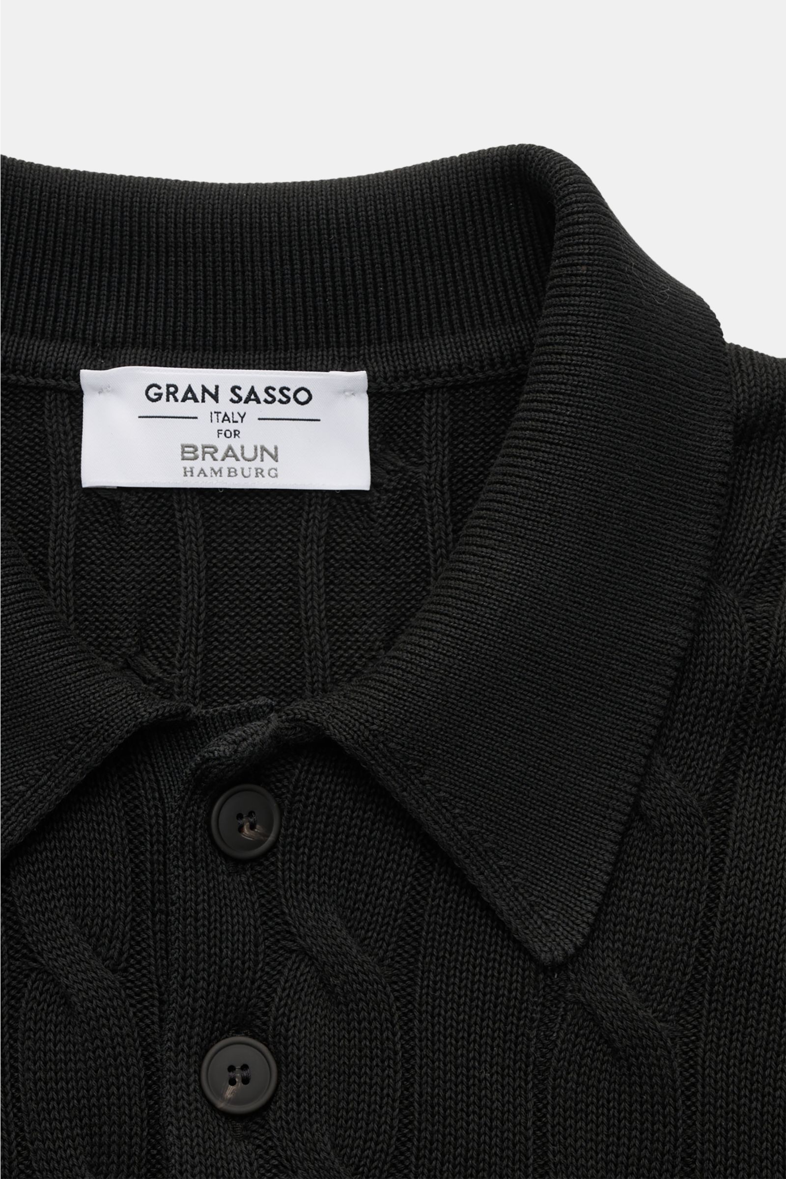 Gran Sasso Kurzarm-Strickpolo schwarz